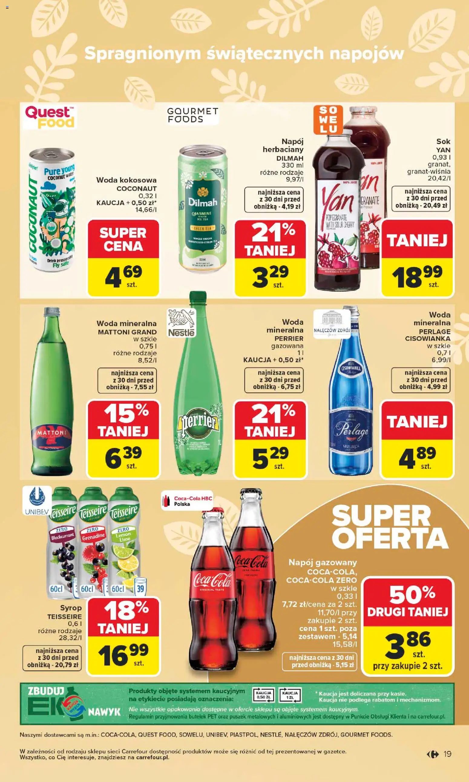 Carrefour gazetka - Wielkanoc smakuje lepiej od 16.03.2026 | Strona: 19 | Produkty: Syrop, Woda kokosowa, Ice Tea, Coca cola