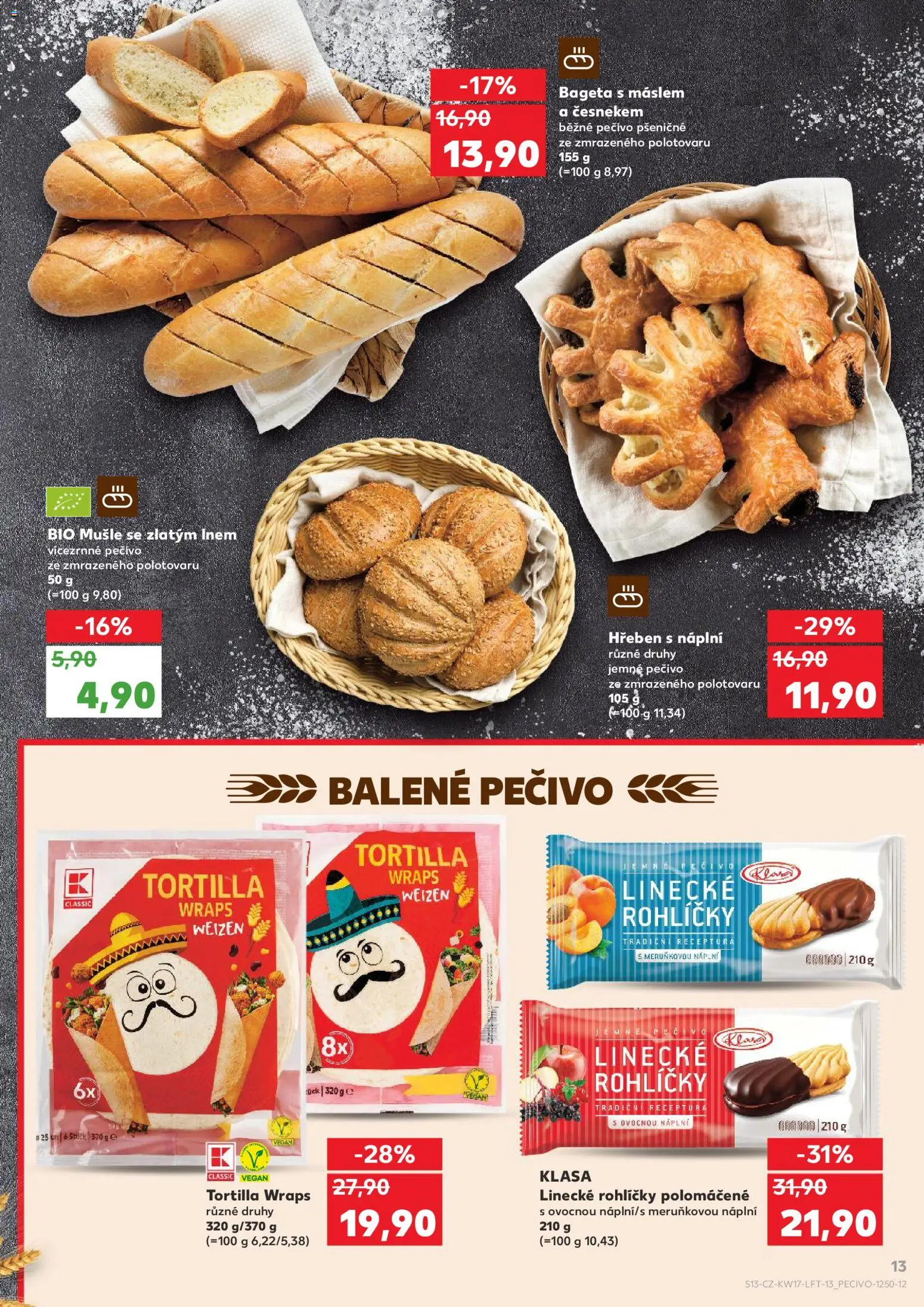 Kaufland leták - Praha 4 od 22.04.2026 | Strana: 13 | Produkty: Vegan, Tortilla wraps, Linecké rohlíčky, Hřeben
