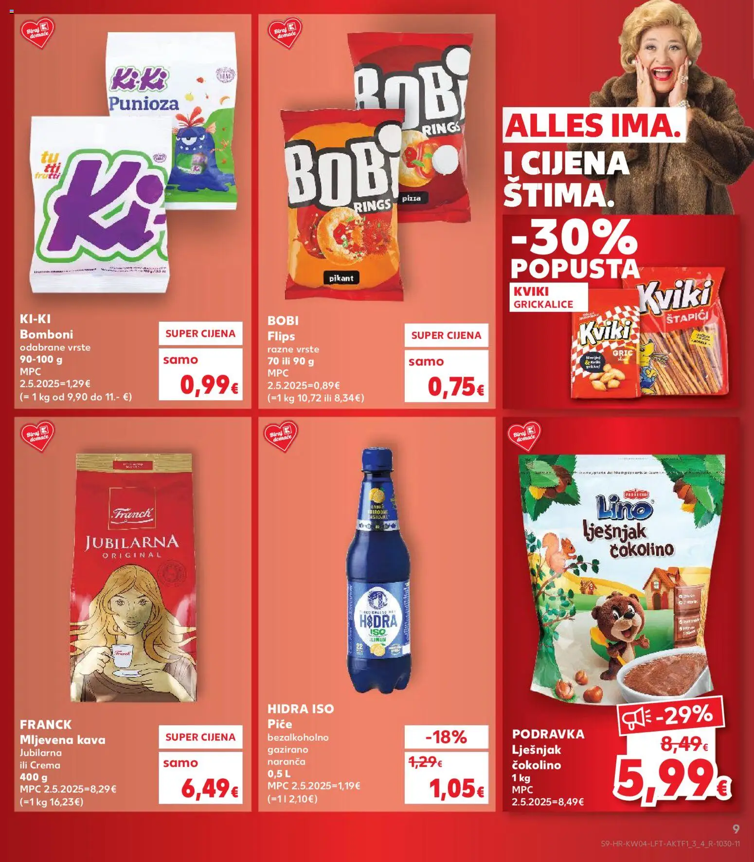 Kaufland katalog | vrijedi od 21.01.2026 | Stranica: 9 | Proizvodi: Flips, Mljevena kava, Pizza, Štapići