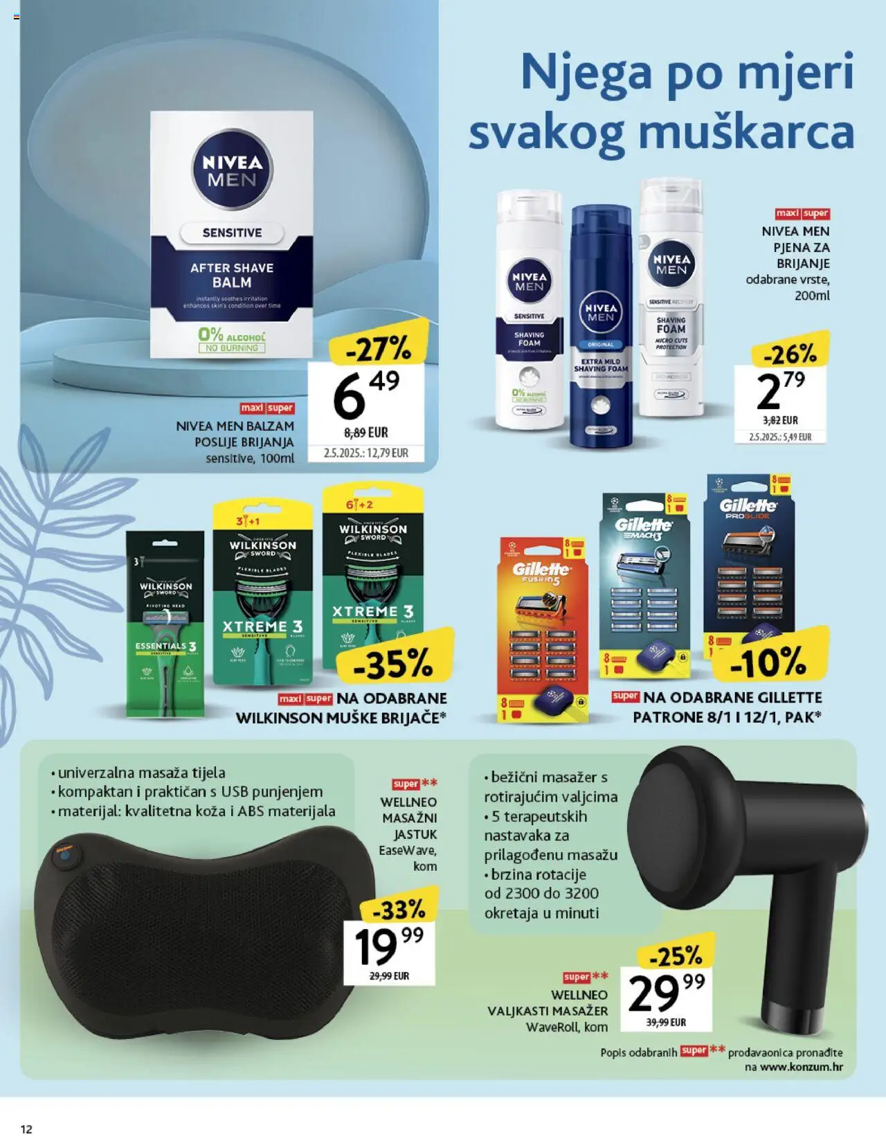 Konzum katalog | vrijedi od 22.09.2025 | Stranica: 12 | Proizvodi: Jastuk, Pjena za brijanje, Nivea, USB