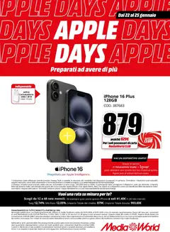 Anteprima del volantino Media World Apple Days catalogo valido a partire dal 22.01.2026