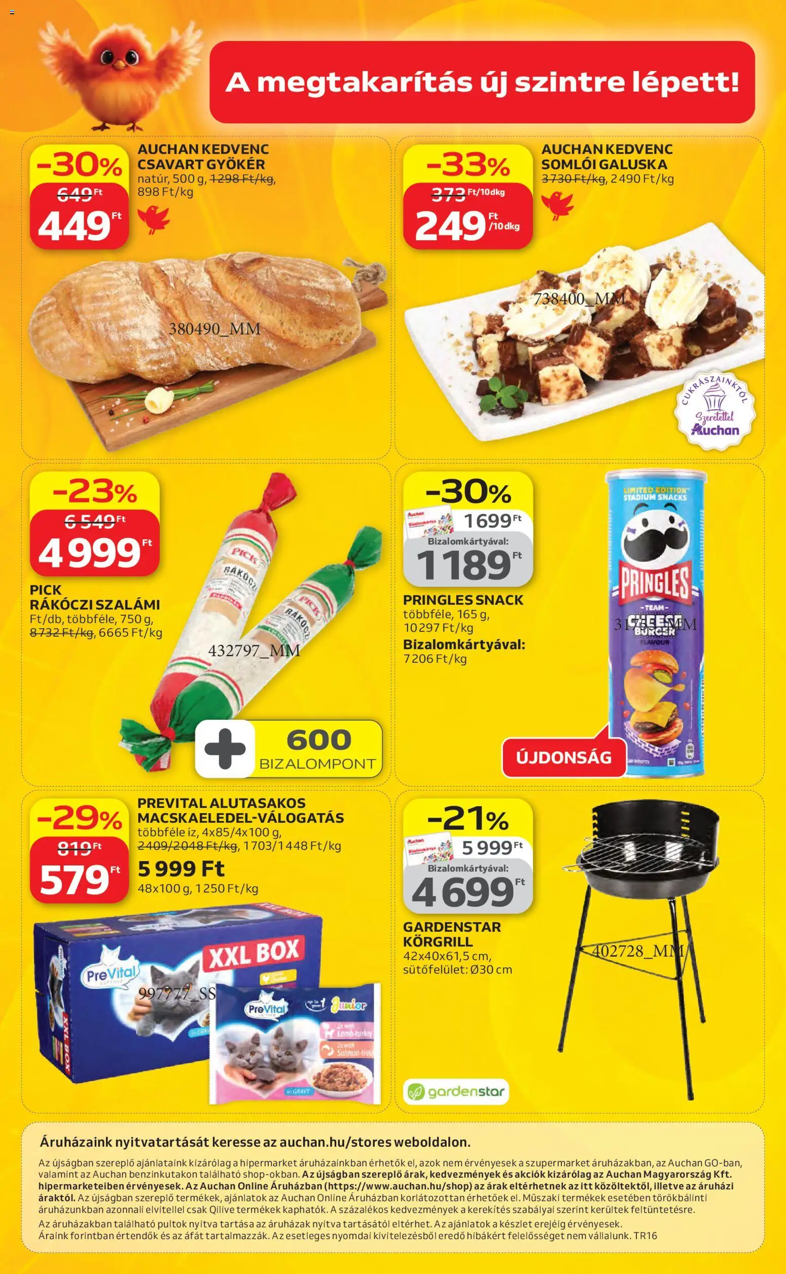 Auchan akciós ujság - amely érvényes a következő dátumtól: 16.04.2026 | Oldal: 50 | Termékek: Somlói galuska, Rákóczi szalámi, Pick, Szalámi