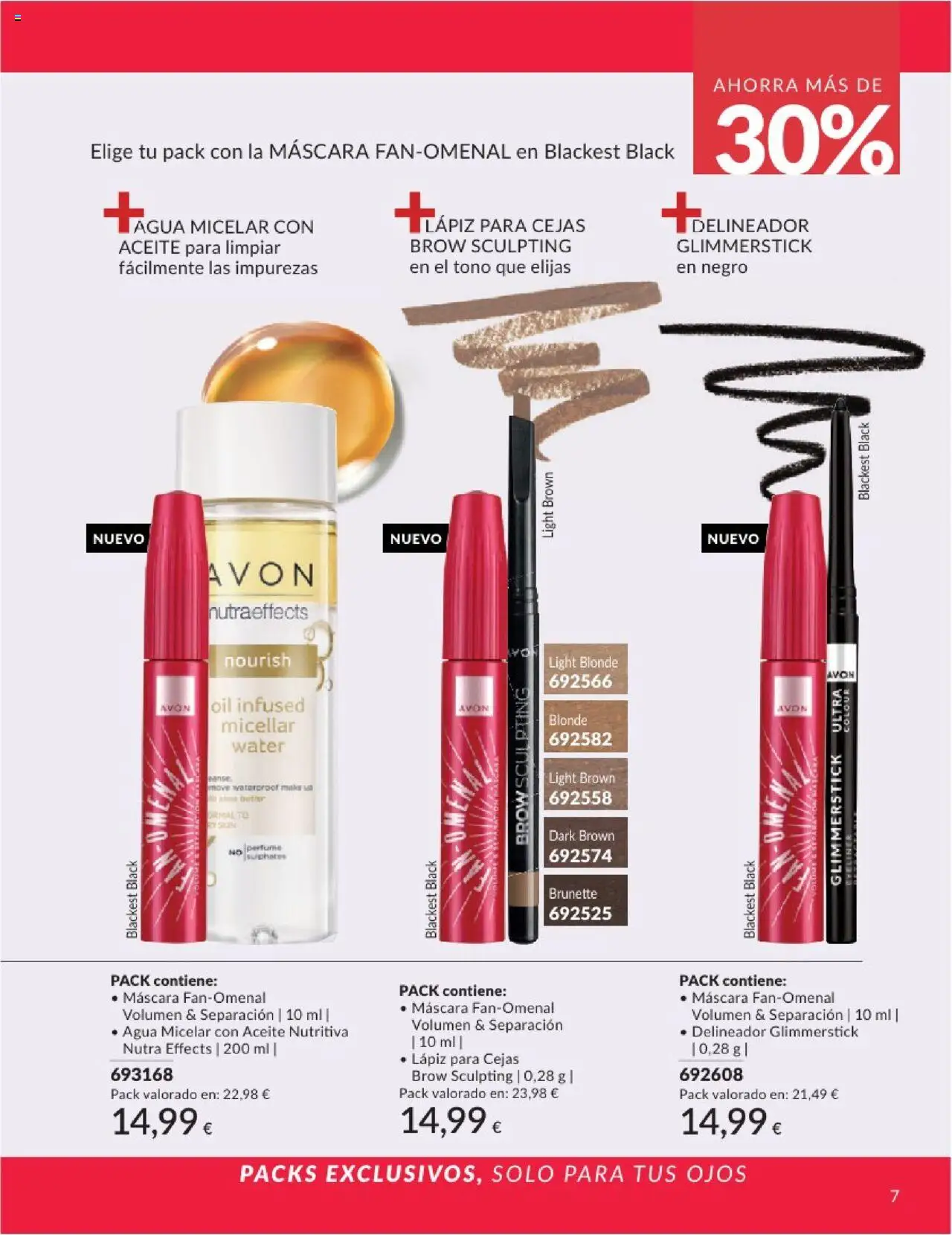 Catálogo AVON campaña 6 │ válido desde el 01.06.2025 | Página: 7 | Productos: Máscara, Delineador, Agua micelar, Aceite