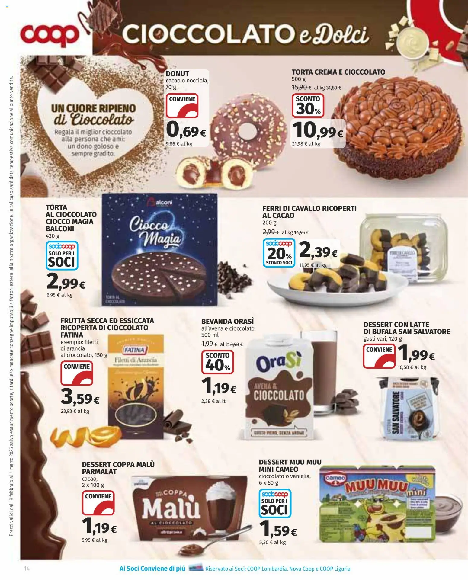 Volantino COOP del 19.02.2026 | Pagina: 14 | Prodotti: Crema, Cioccolato, Frutta, Cacao