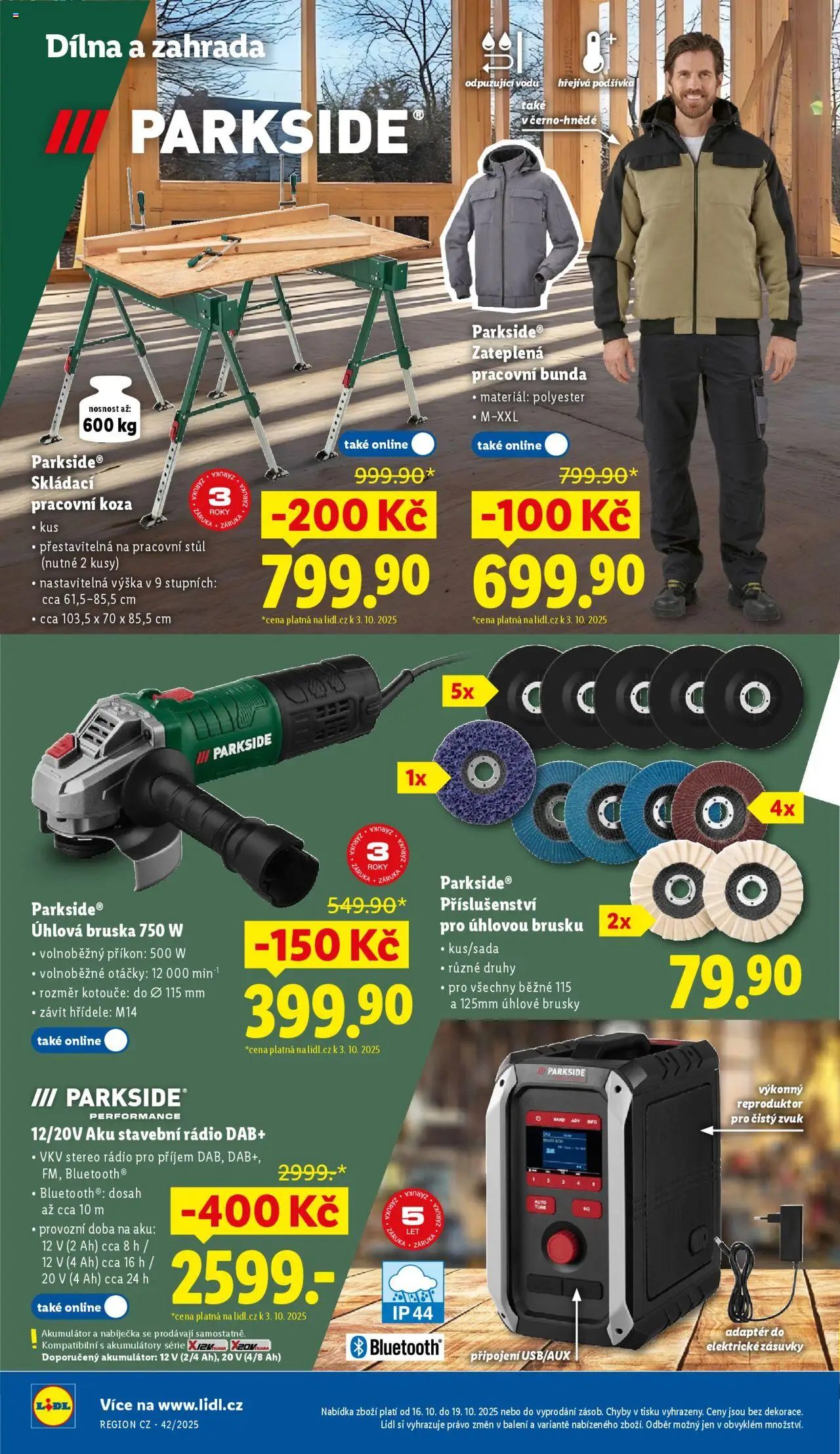 Lidl leták od 16.10.2025 | Strana: 46 | Produkty: Parkside, Bruska, Rádio DAB, Adaptér