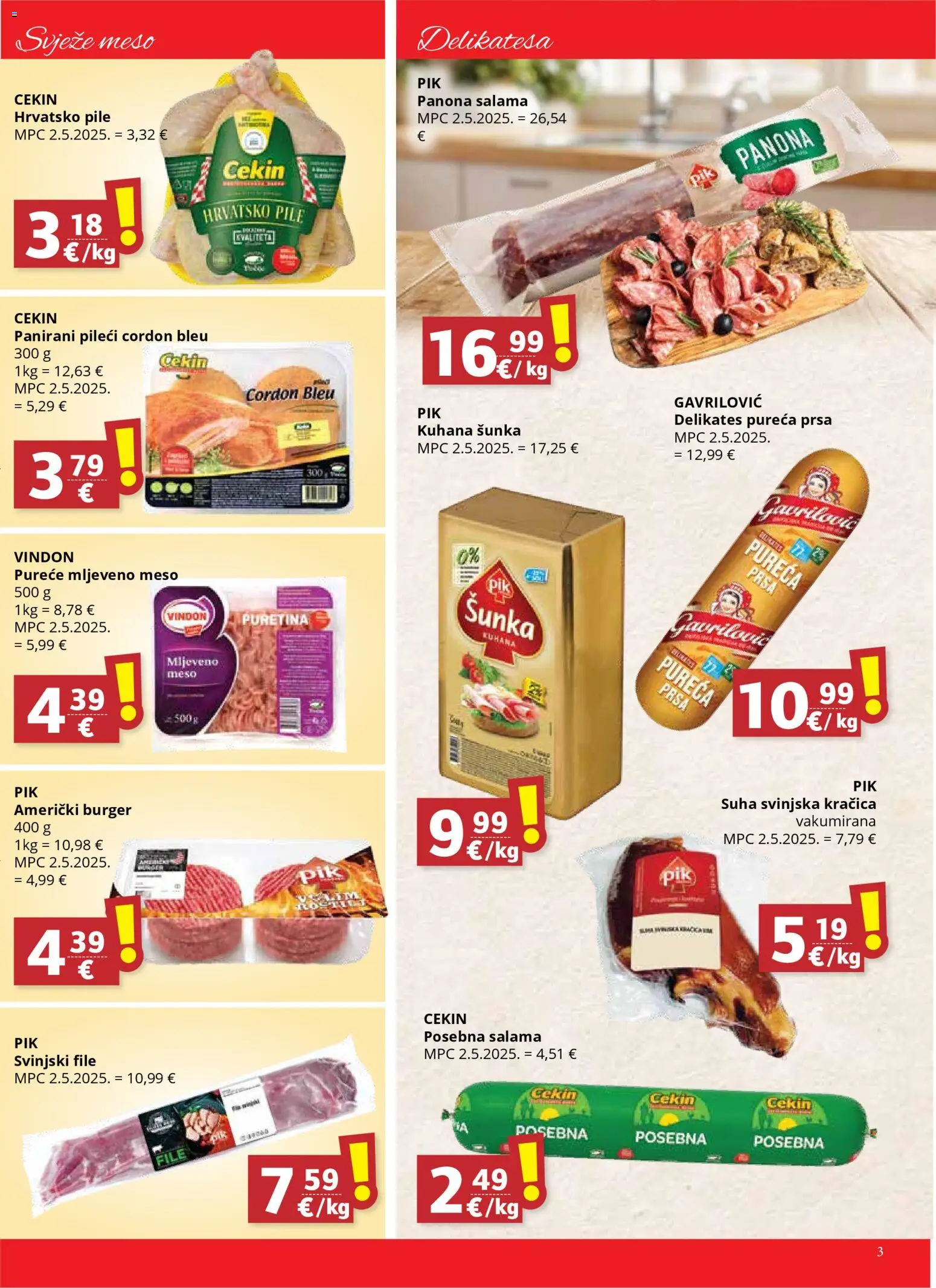 Djelo katalog | vrijedi od 03.12.2025 | Stranica: 3 | Proizvodi: Meso, Šunka, Mljeveno meso, Svinjski file