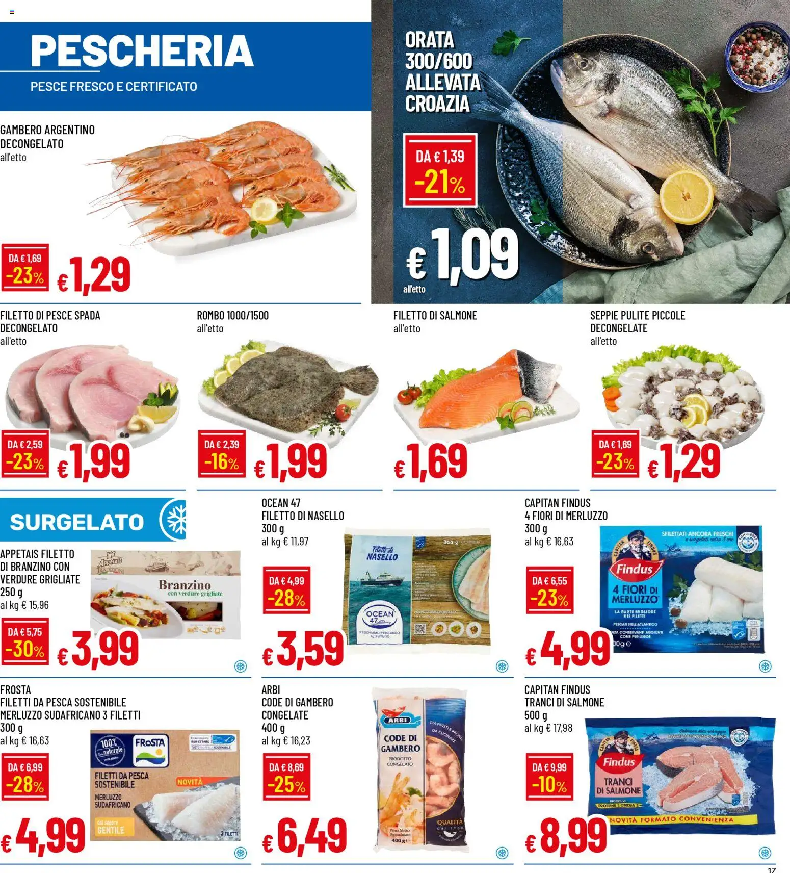 Volantino Galassia del 13.11.2025 | Pagina: 17 | Prodotti: Merluzzo, Pesca, Nasello, Pesce spada