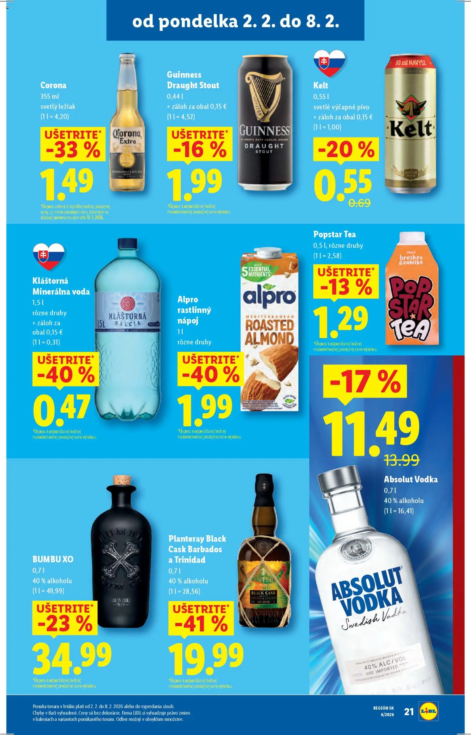 Nové Lidl akcie – leták je platný od 05.02.2026 | Strana: 67 | Produkty: Vodka, Voda, Minerálna voda, Alpro