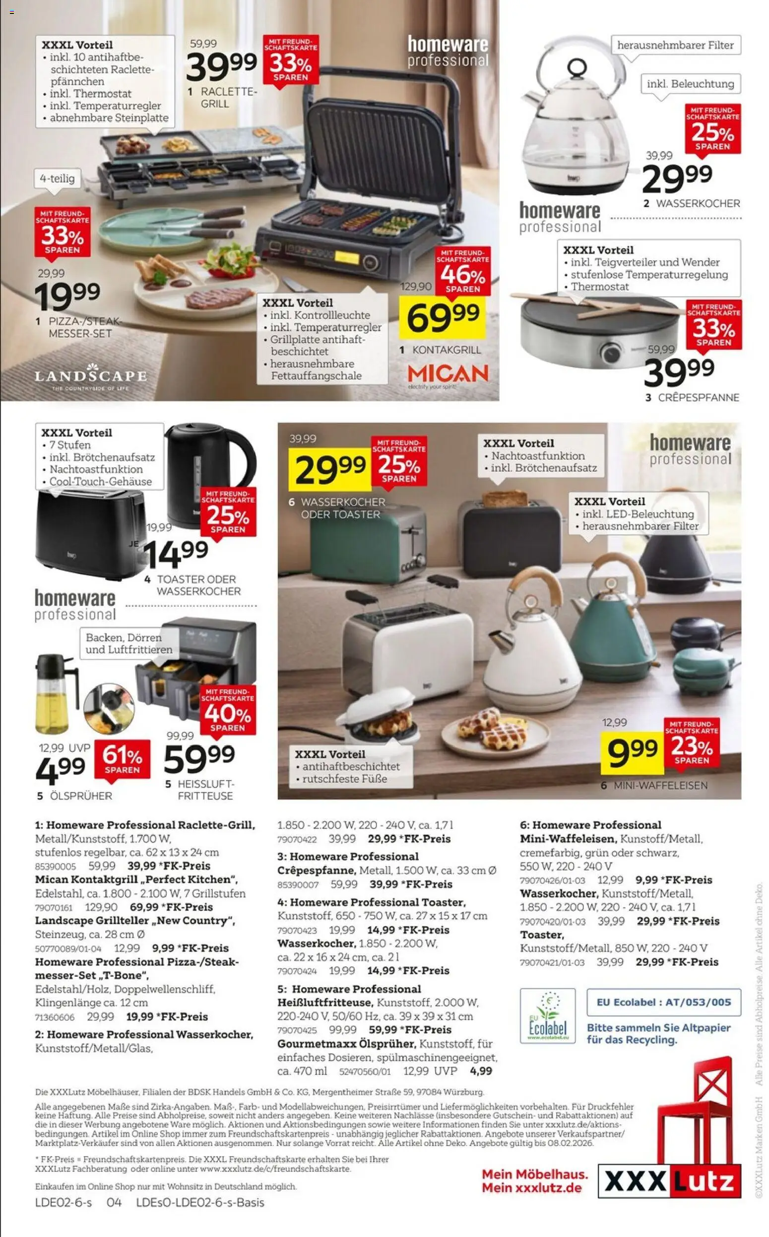 XXXL Lutz - Wohnaccessoires – gültig ab 25.01.2026 | Seite: 4 | Produkte: Grill, Wasserkocher, Raclette, Fritteuse