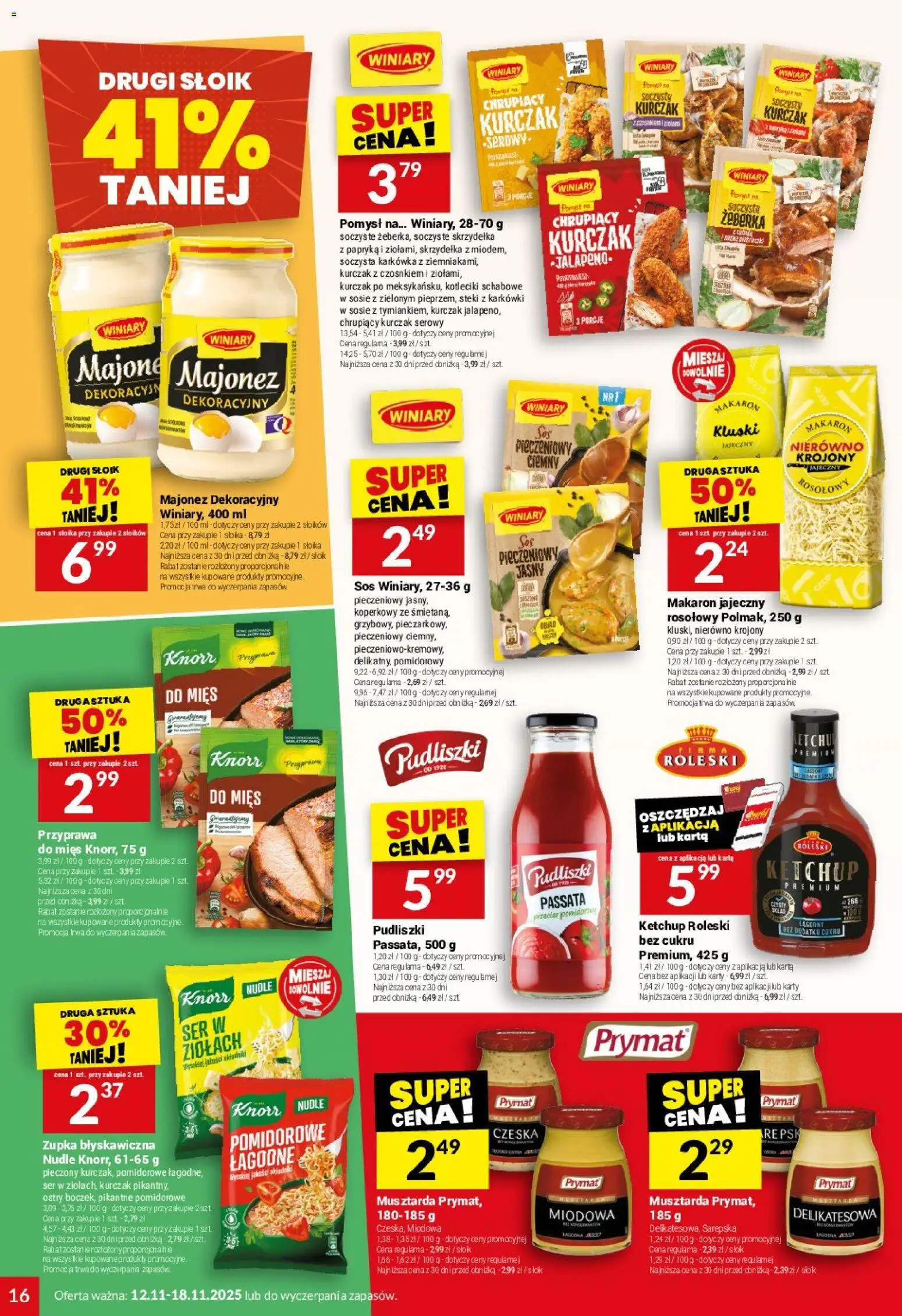 Twój Market Gazetka od 12.11.2025 | Strona: 16 | Produkty: Ketchup, Musztarda, Makaron, Majonez