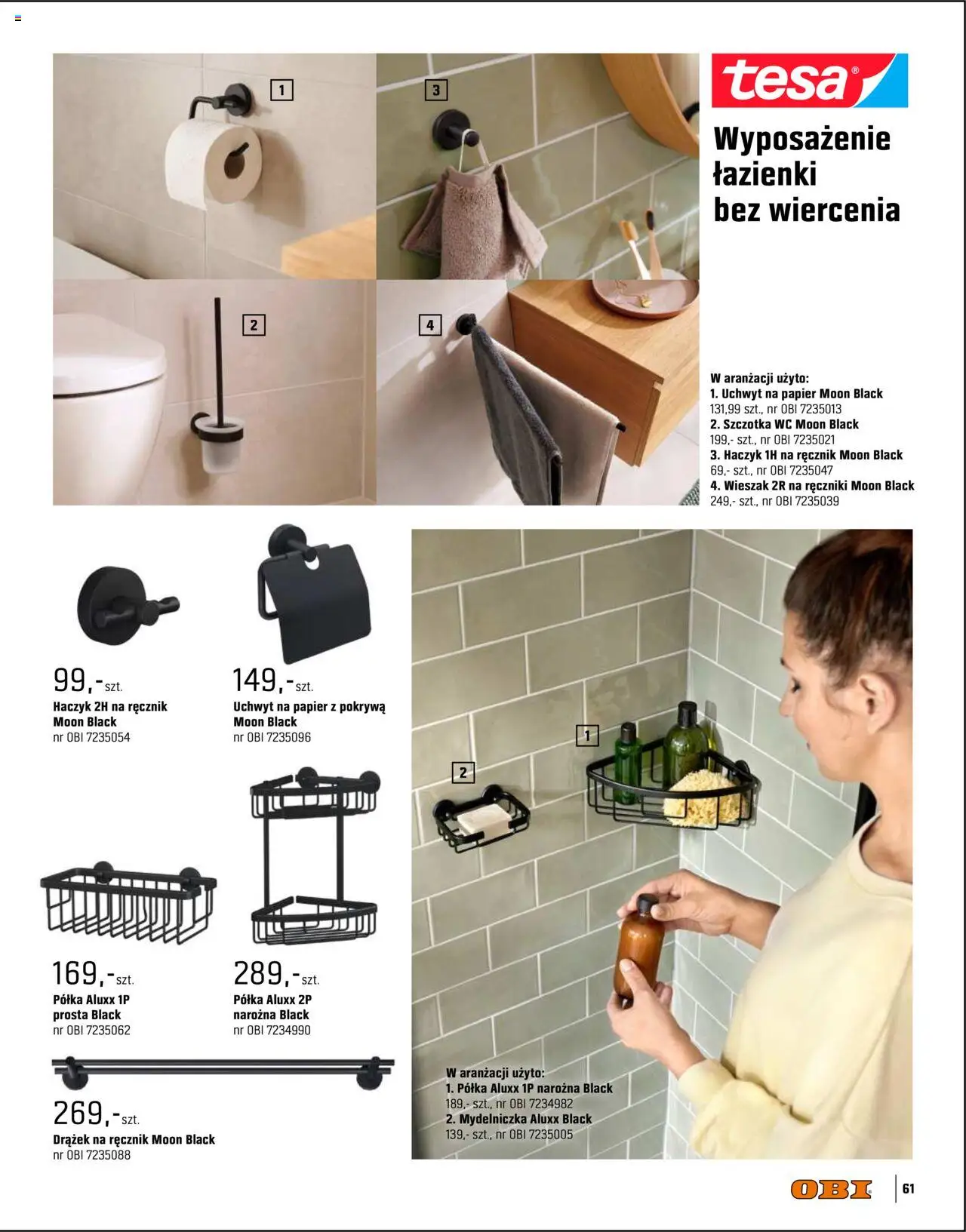 OBI Gazetka - Kuchnia Łazienka Salon od 20.08.2025 | Strona: 61 | Produkty: Półka, Wieszak, Szczotka