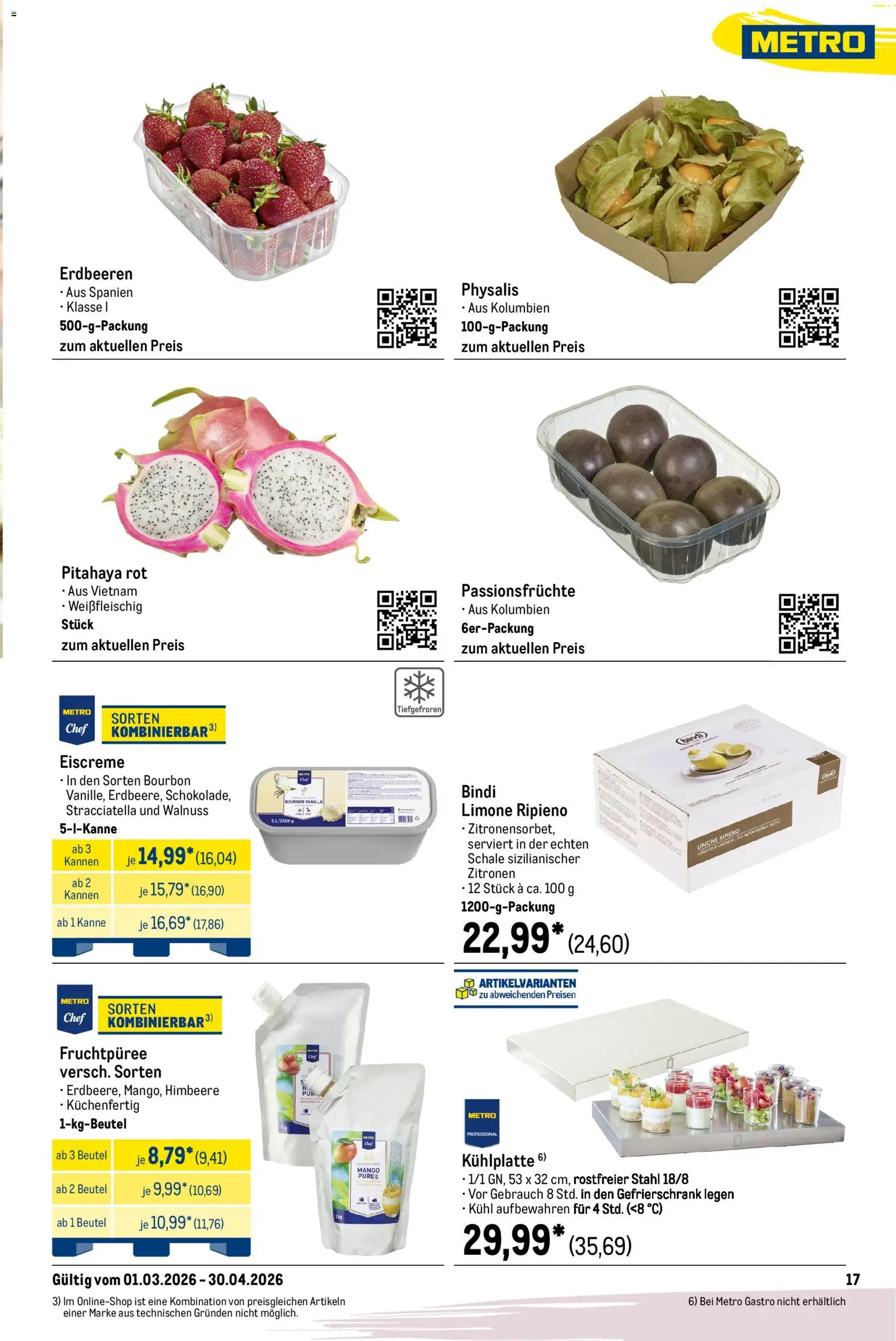Metro Saisonkatalog Frühlings-Genuss – gültig ab 01.03.2026 | Seite: 17 | Produkte: Gefrierschrank, Eiscreme, Mango, Erdbeeren