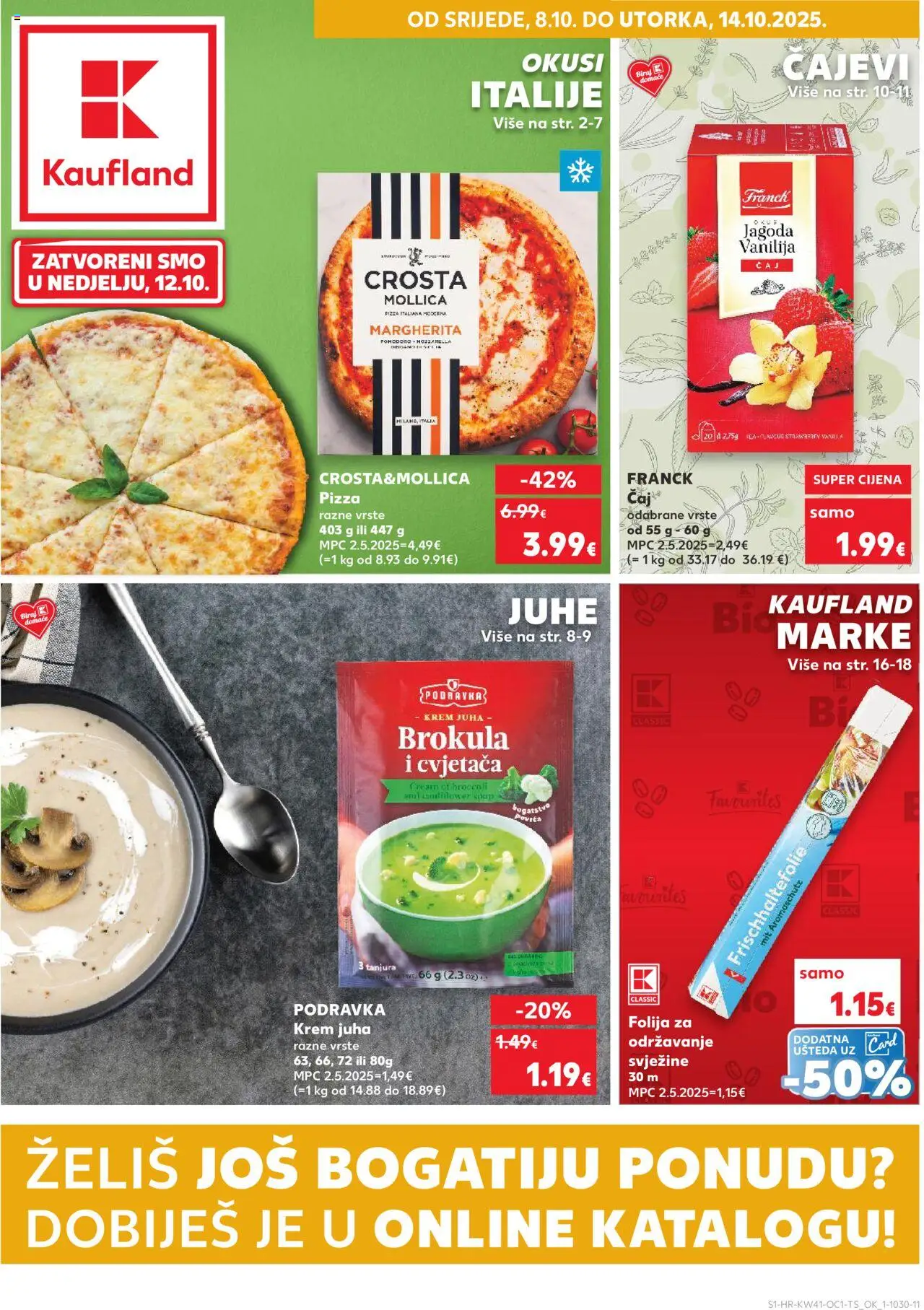 Kaufland katalog | vrijedi od 08.10.2025 | Stranica: 1 | Proizvodi: Brokula, Pizza, Podravka, Juha