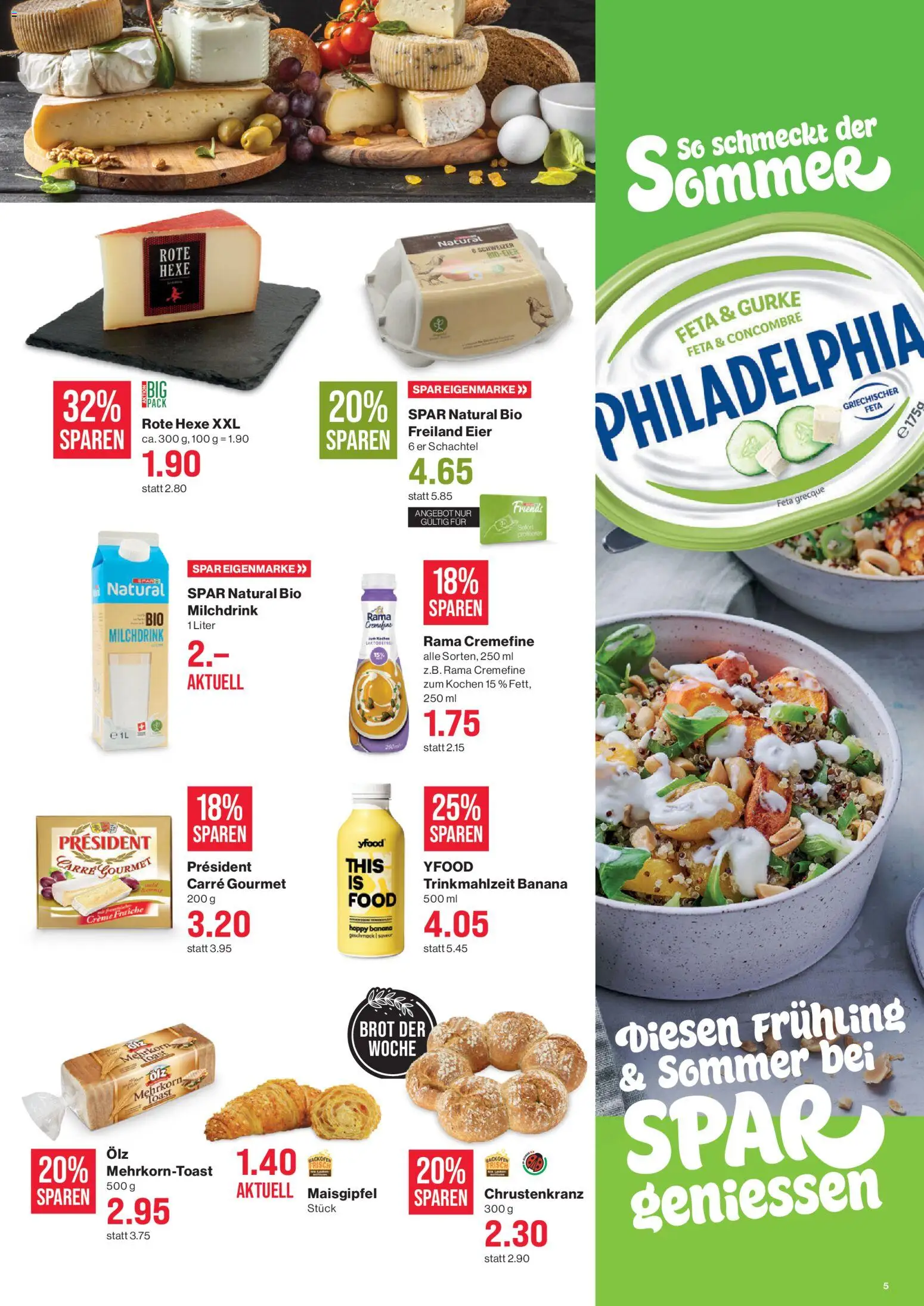 SPAR - SPAR Handels AG – gültig ab 16.04.2026 | Seite: 5 | Produkte: Feta, Eier, Brot, Creme