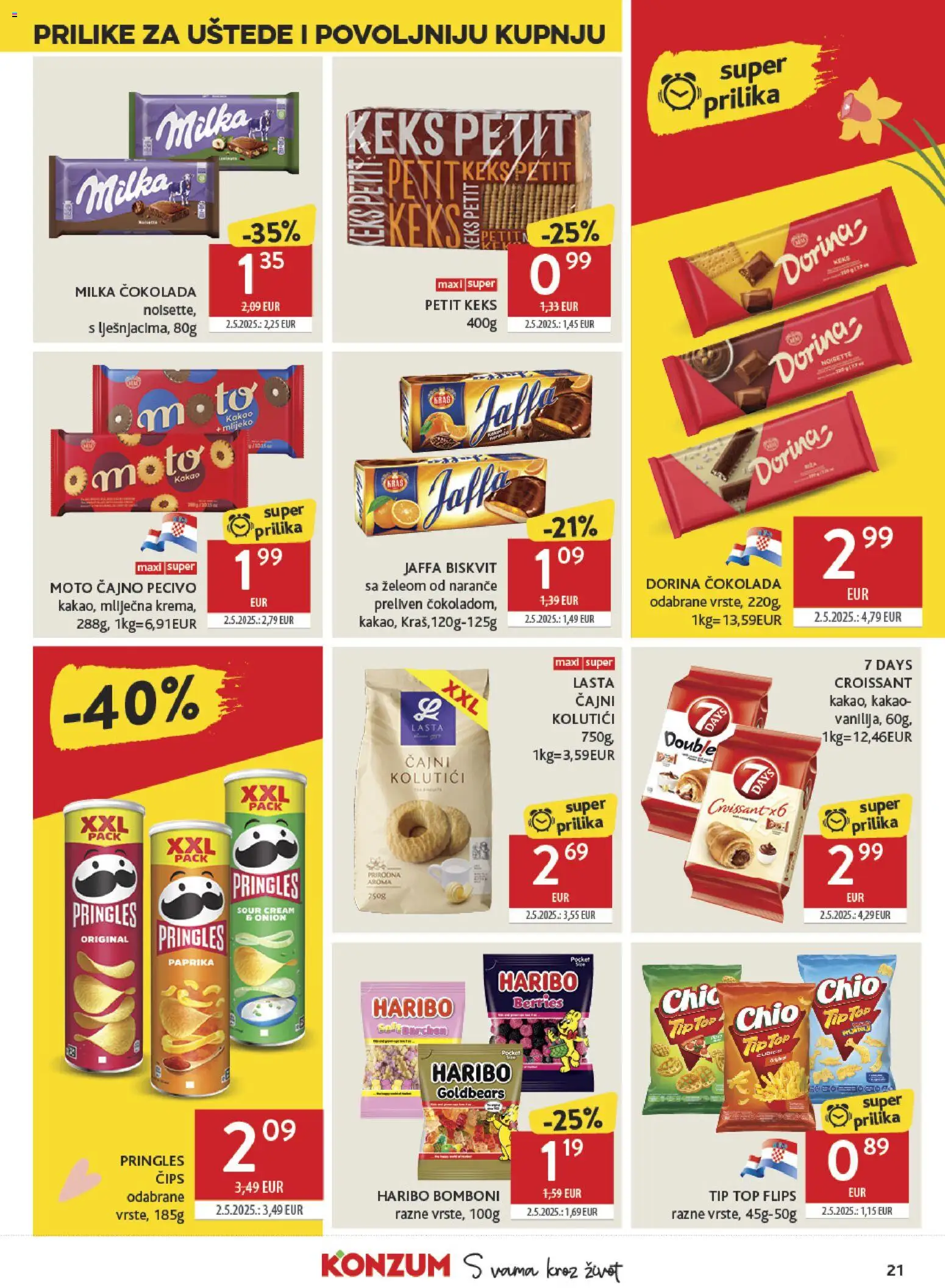 Konzum katalog | vrijedi od 01.04.2026 | Stranica: 21 | Proizvodi: Dorina, Bomboni, Krema, Kakao