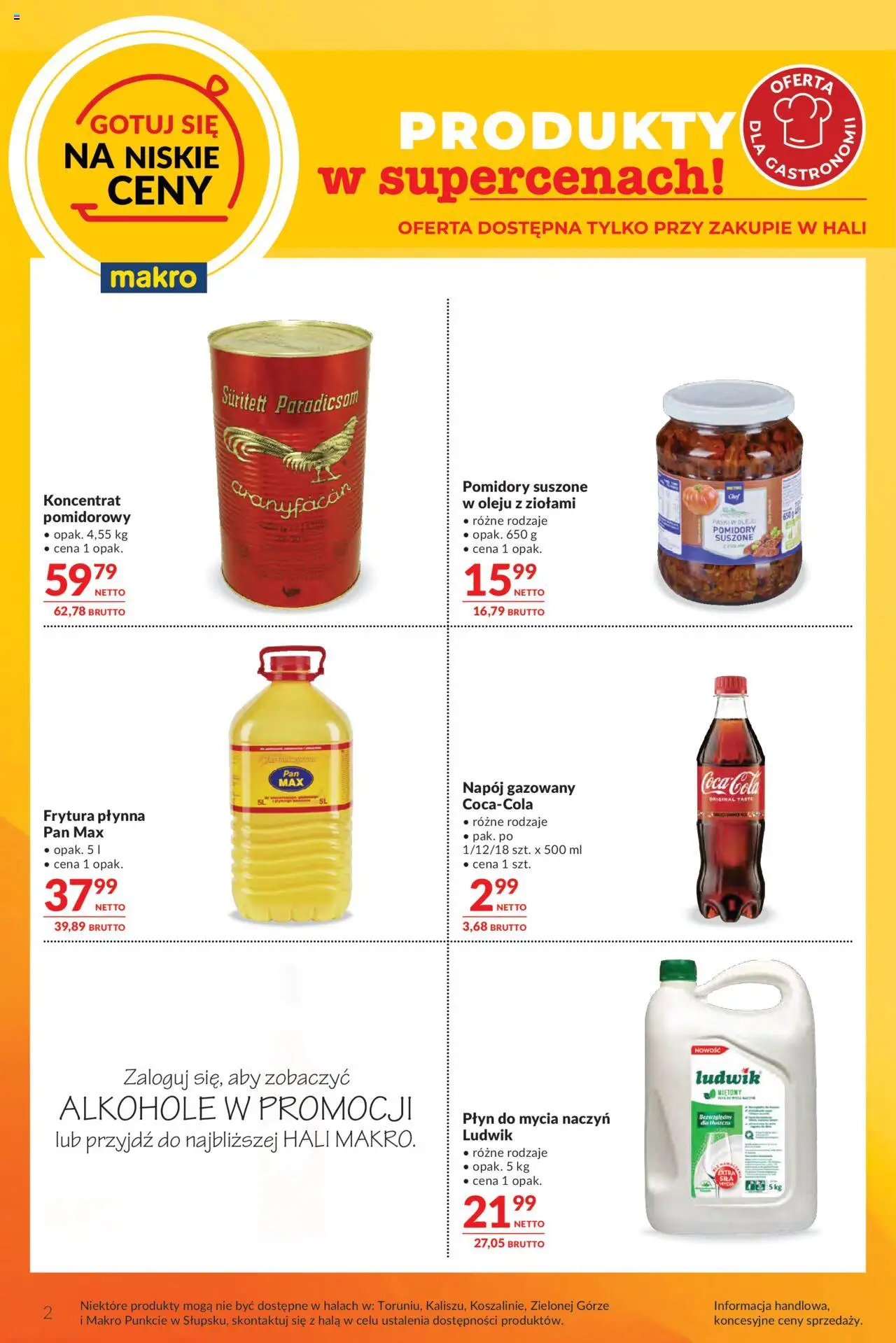 Makro Gazetka - Oferta dla gastronomii od 19.08.2025 | Strona: 2 | Produkty: Frytura, Coca cola, Pomidory suszone, Pomidory