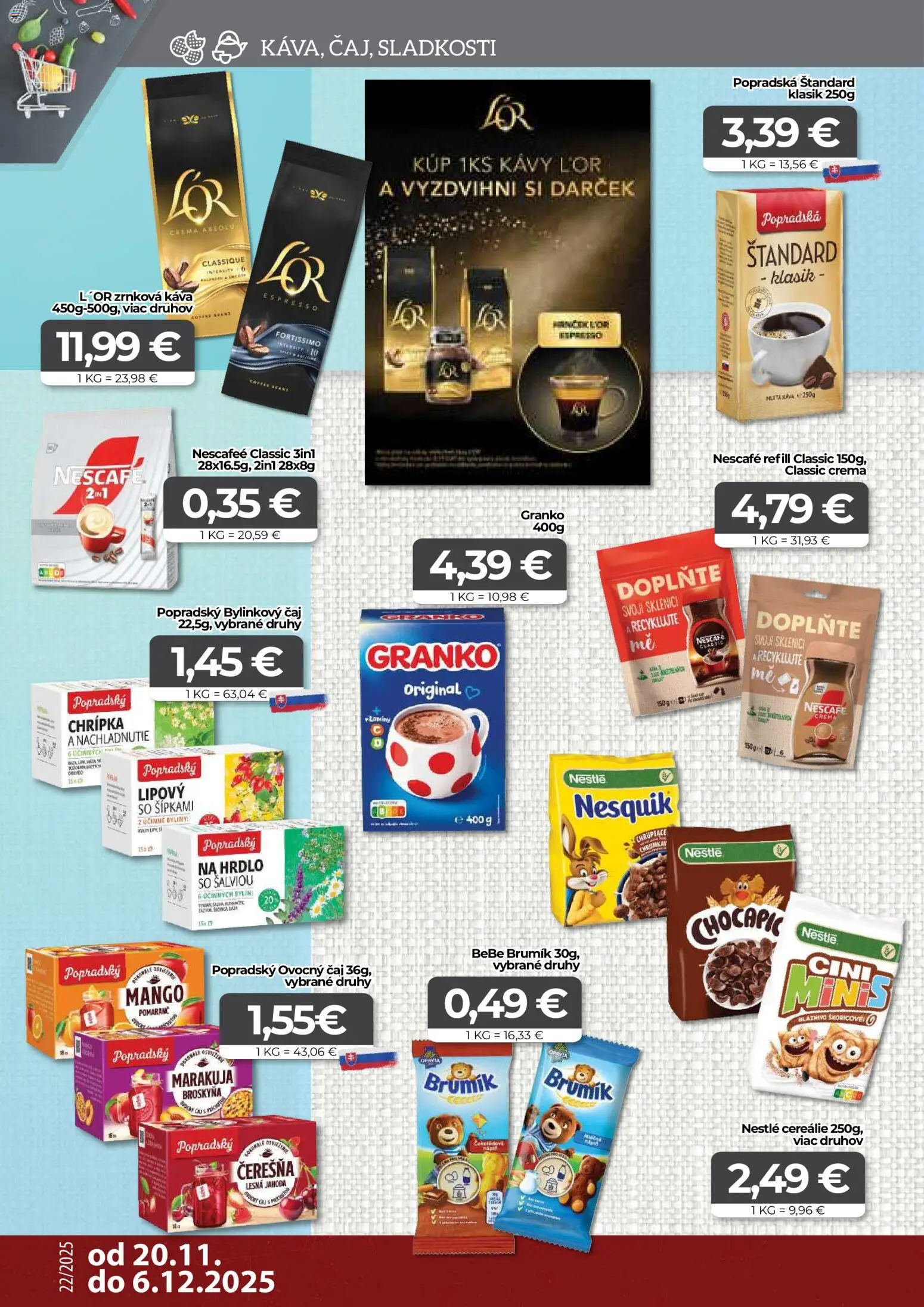 Nové CBA Komfos akcie – leták je platný od 20.11.2025 | Strana: 10 | Produkty: Čaj, Chocapic, Cereálie, Mango