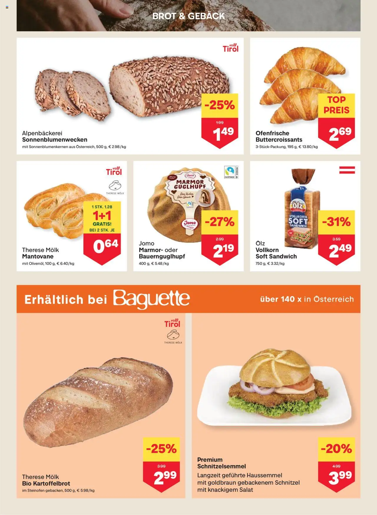 MPREIS Hohenems gültig ab 11.09.2025 | Seite: 4 | Produkte: Salat, Jääkaappipakastin, Brot