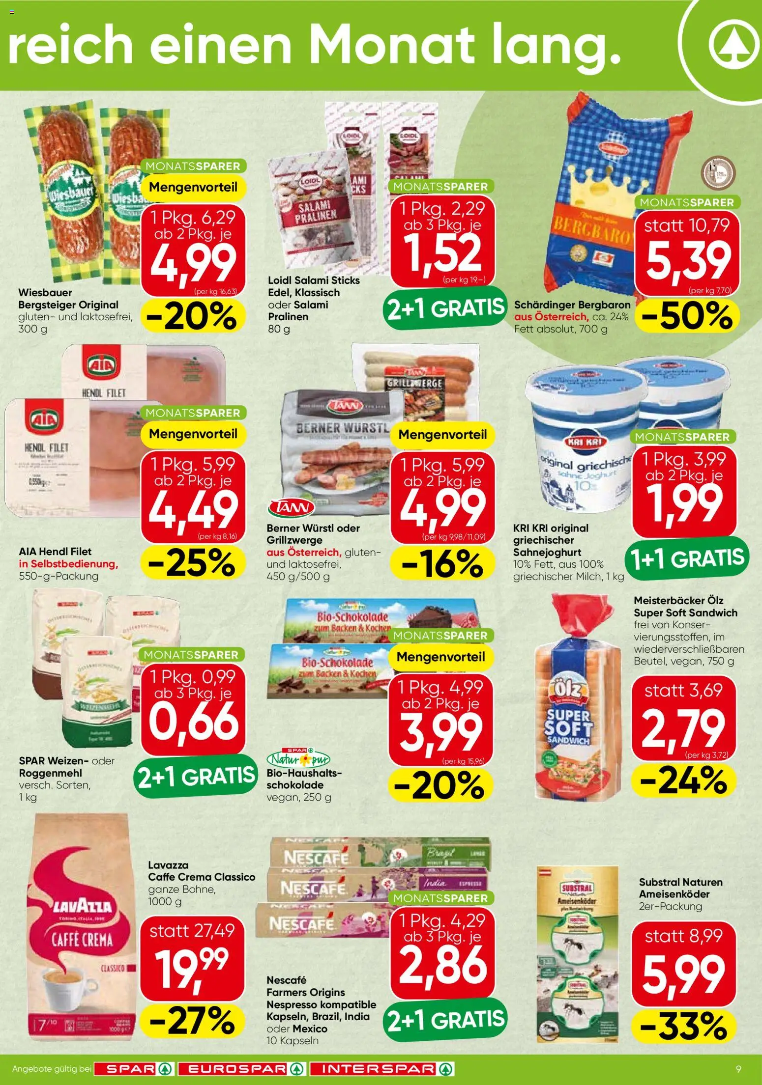 Spar Monatssparer gültig ab 19.03.2026 | Seite: 2 | Produkte: Schokolade, Salami