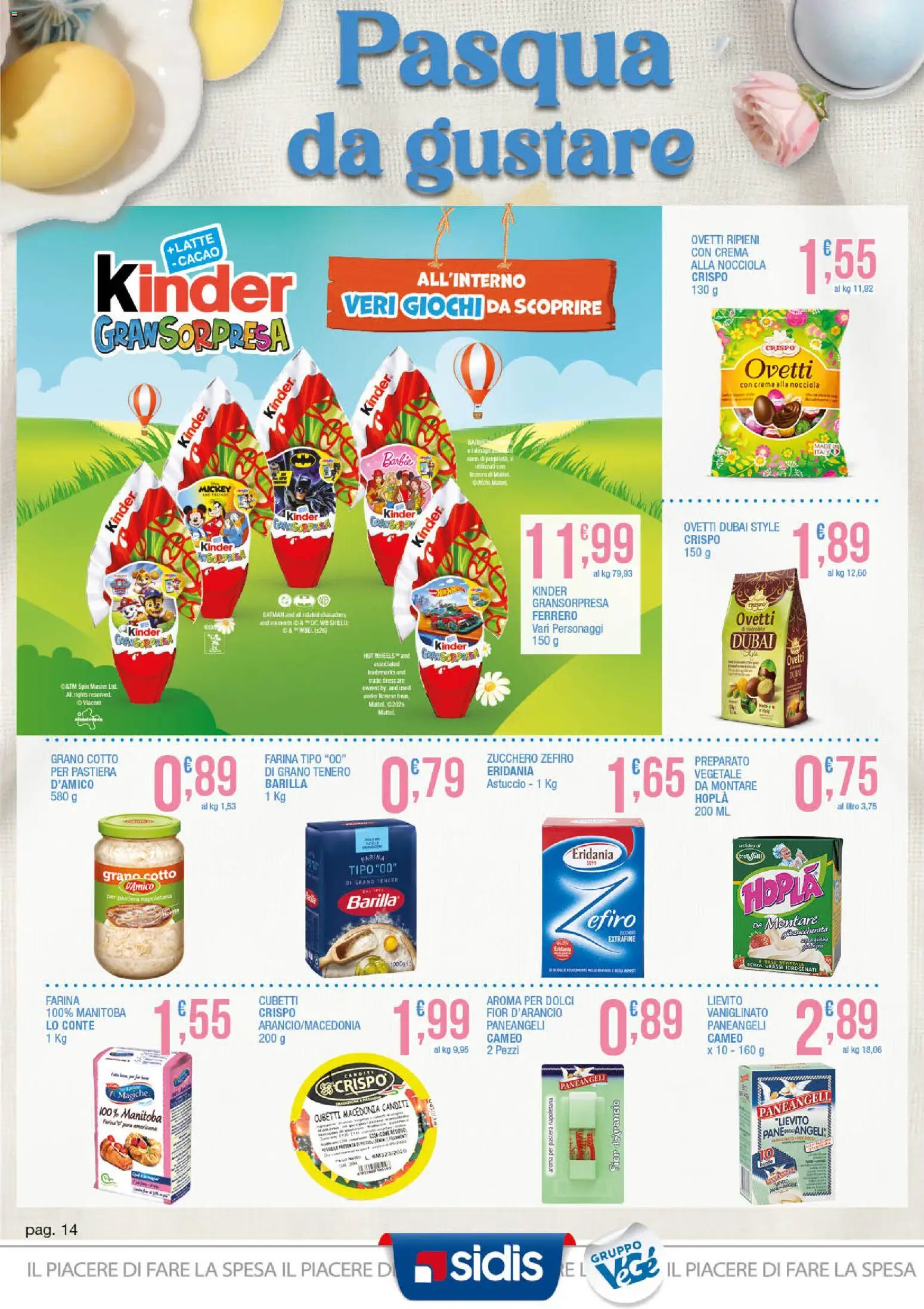 Volantino Sidis del 23.03.2026 | Pagina: 14 | Prodotti: Zucchero, Latte, Astuccio, Cacao