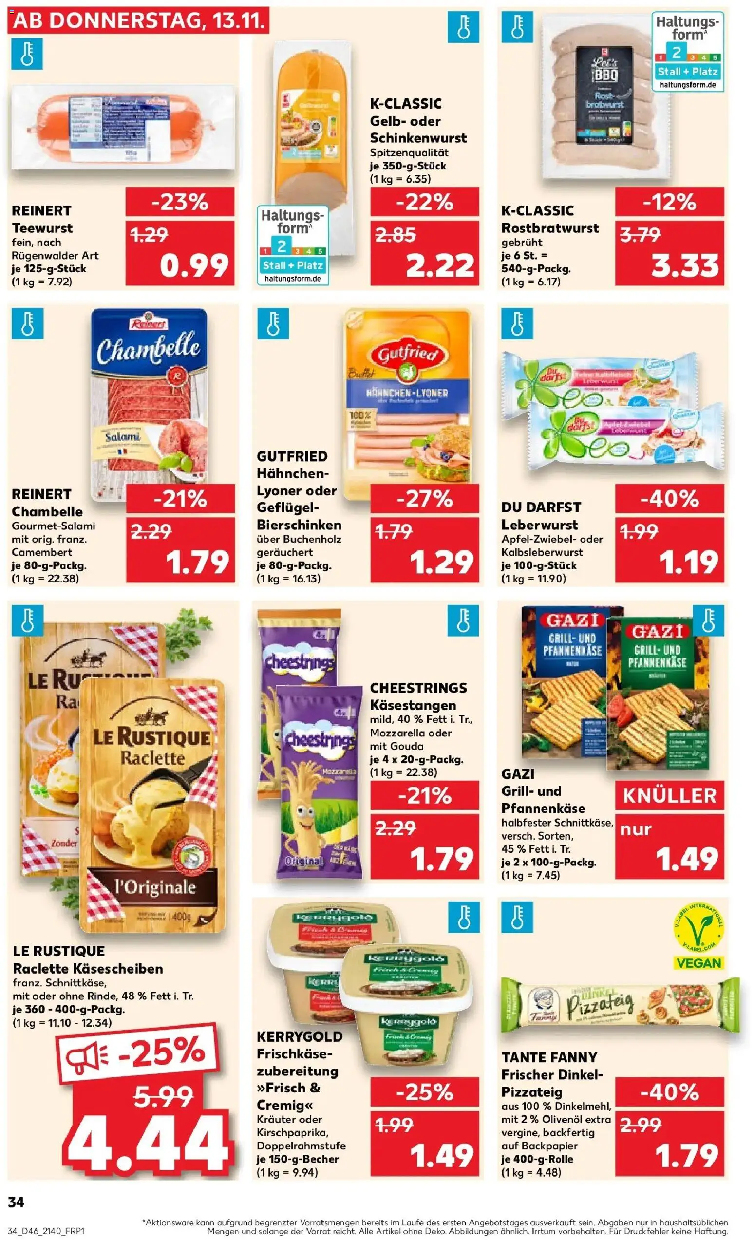 Kaufland prospekt Aalen	 – gültig ab 13.11.2025 | Seite: 34 | Produkte: Mozzarella, Olivenol, Bratwurst, Raclette