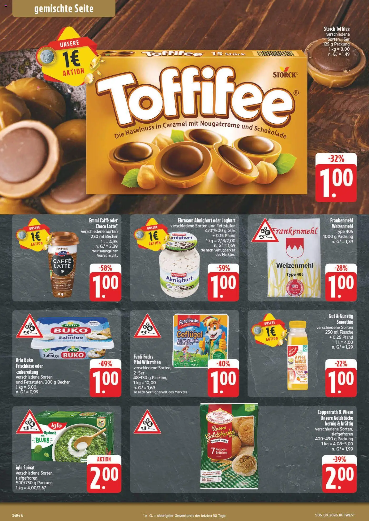 nah & gut Prospekt 	 – gültig ab 23.02.2026 | Seite: 6 | Produkte: Schokolade, Äpfel, Weizenmehl, Arla buko