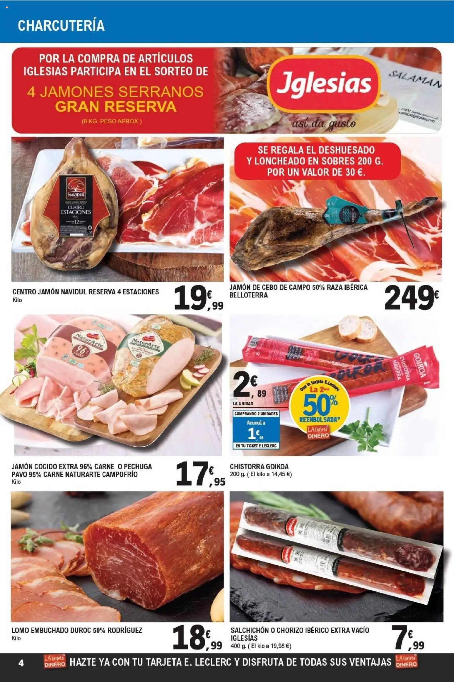 E.Leclerc -Tarjetazo │ válido desde el 18.03.2026 | Página: 4 | Productos: Jamón, Jamón cocido, Peso, Loncheado