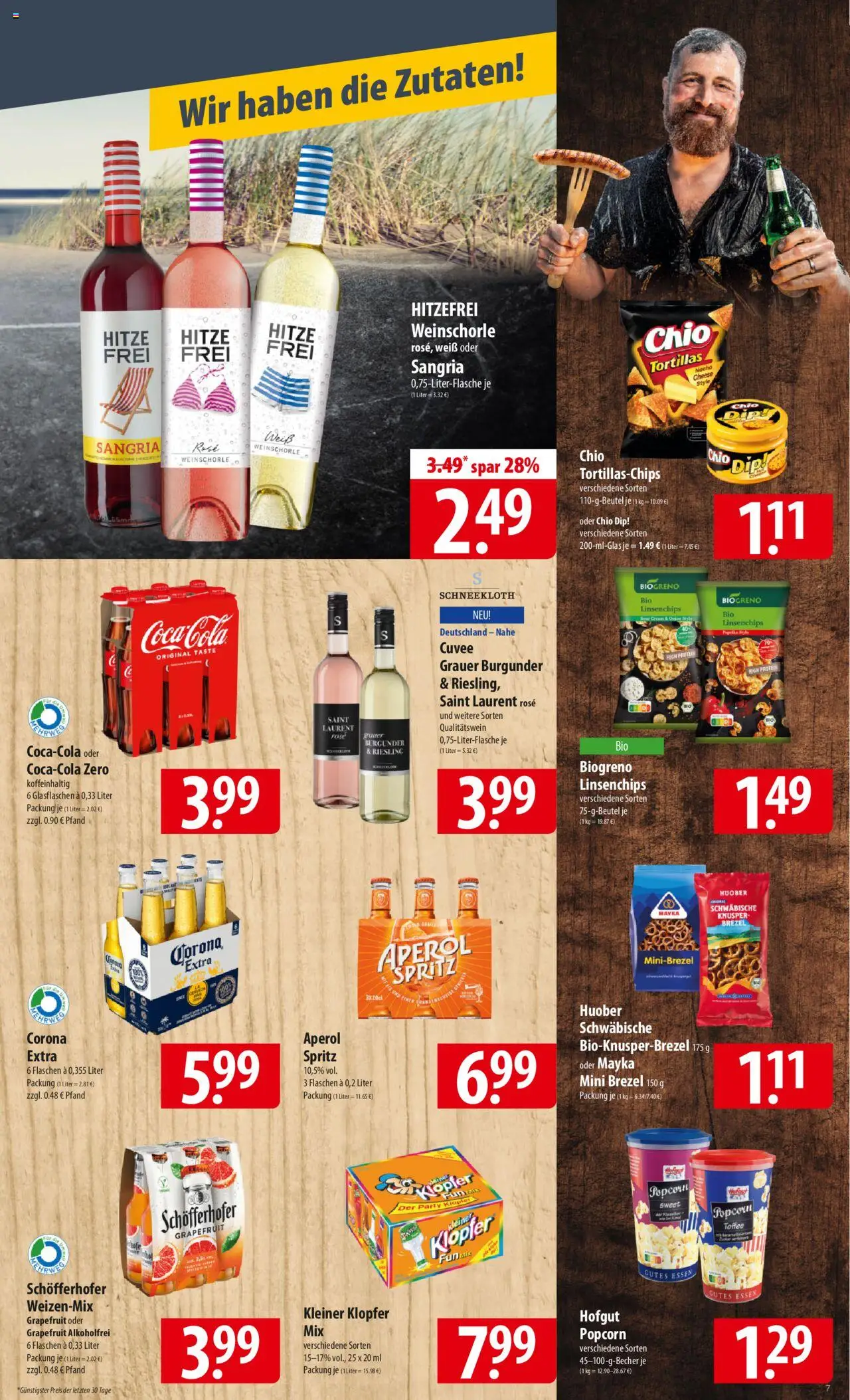 Famila Prospekt 	 - gültig ab dem 30.06.2025 | Seite: 7 | Produkte: Weinschorle, Paprika, Aperol, Chips