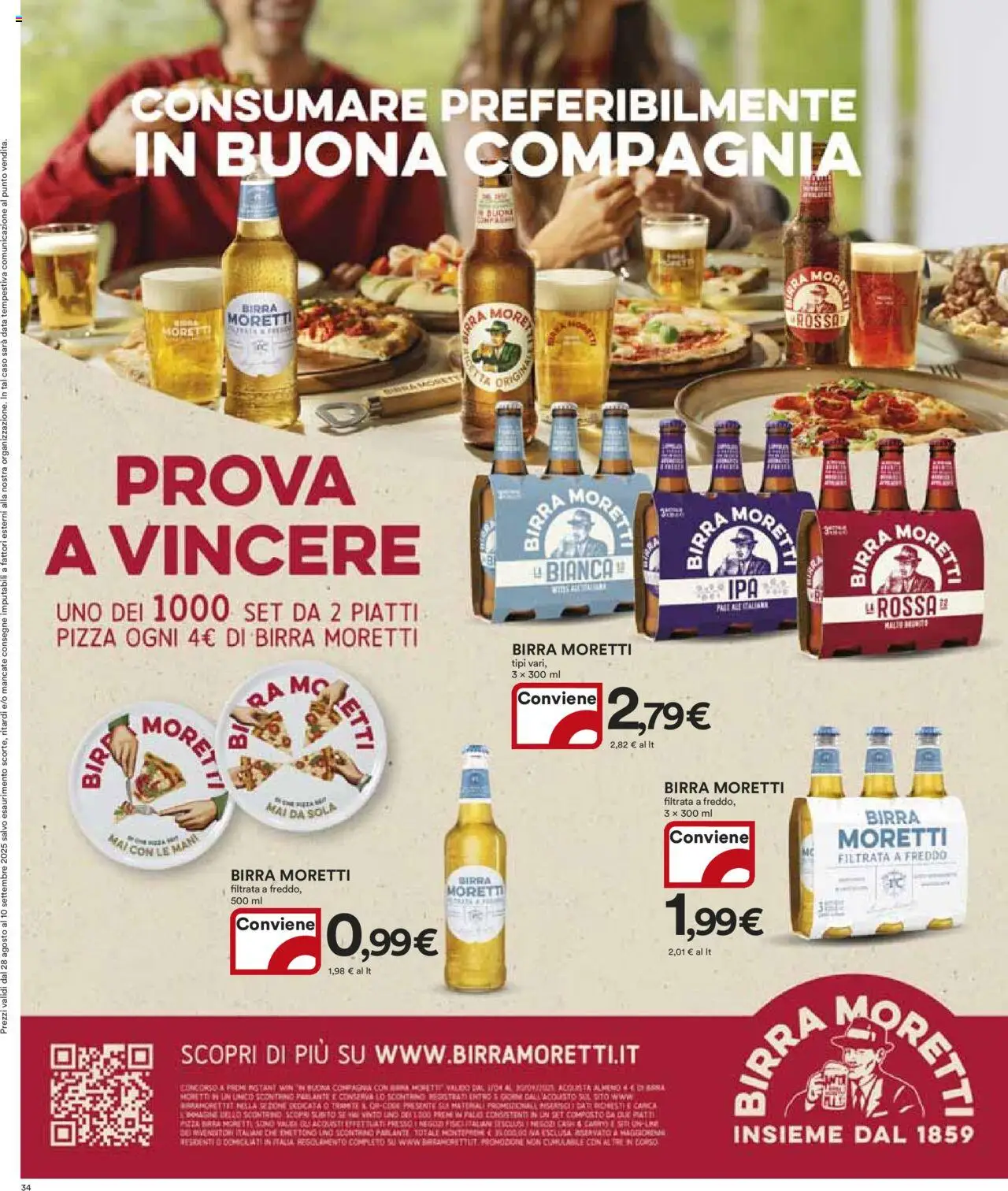 Volantino Ipercoop del 28.08.2025 | Pagina: 34 | Prodotti: Pizza, Birra, Birra Moretti, Data