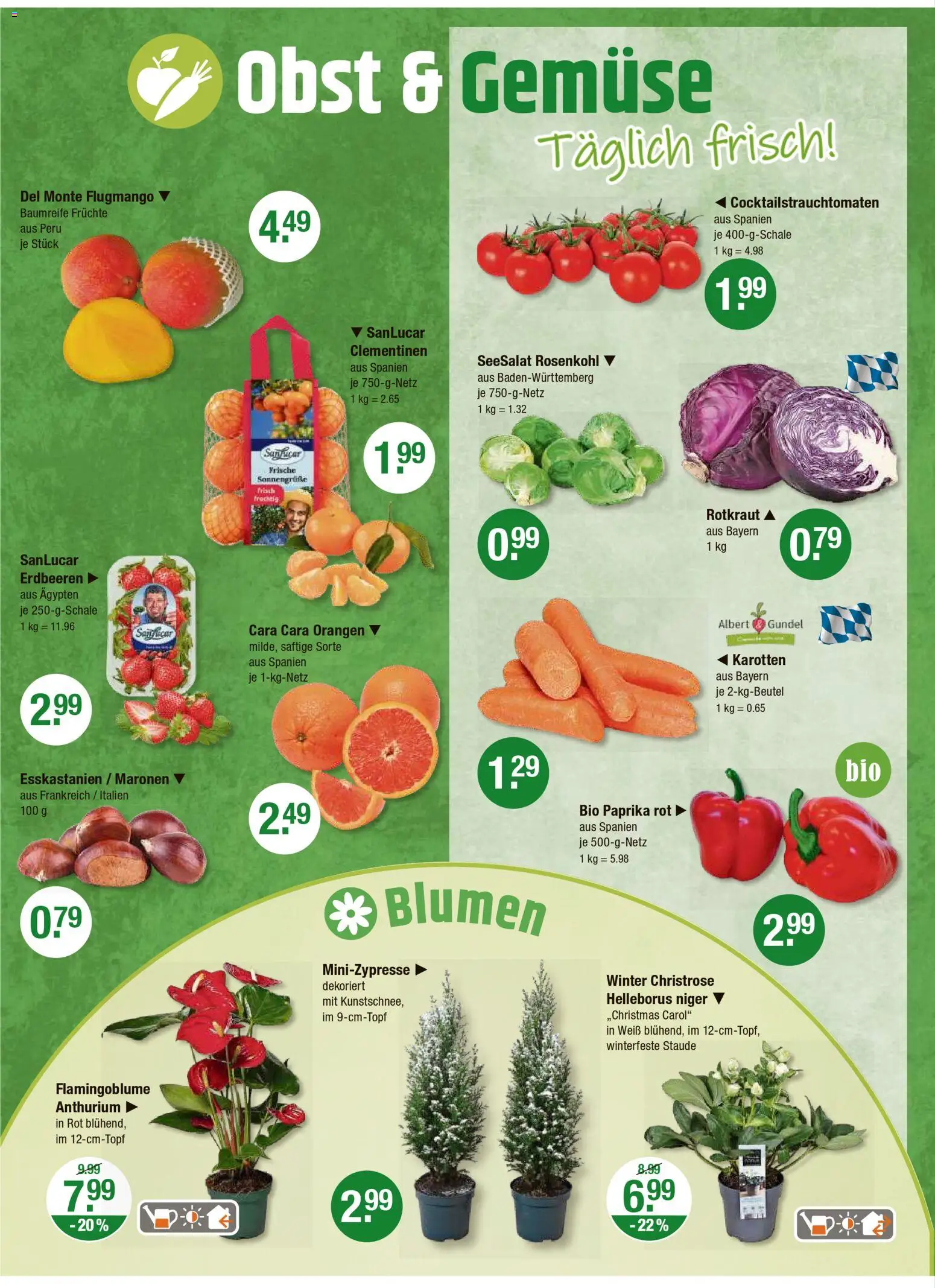 V-Markt - Schwaben / Oberbayern – gültig ab 18.12.2025 | Seite: 4 | Produkte: Paprika rot, Blumen, Paprika, Obst