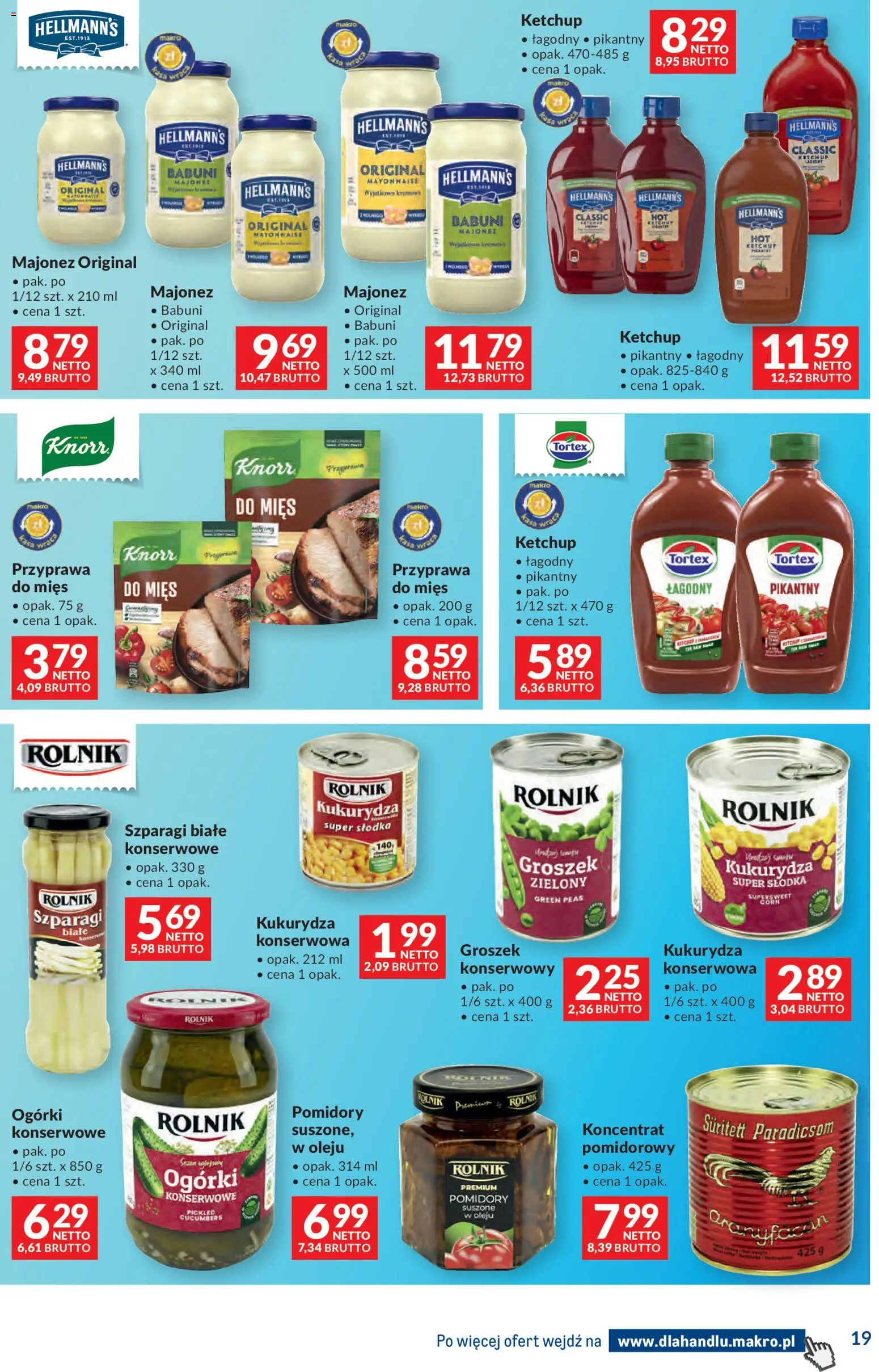 Makro gazetka - Dystrybucja do sklepów od 14.04.2026 | Strona: 19 | Produkty: Ketchup, Kukurydza, Szparagi, Majonez