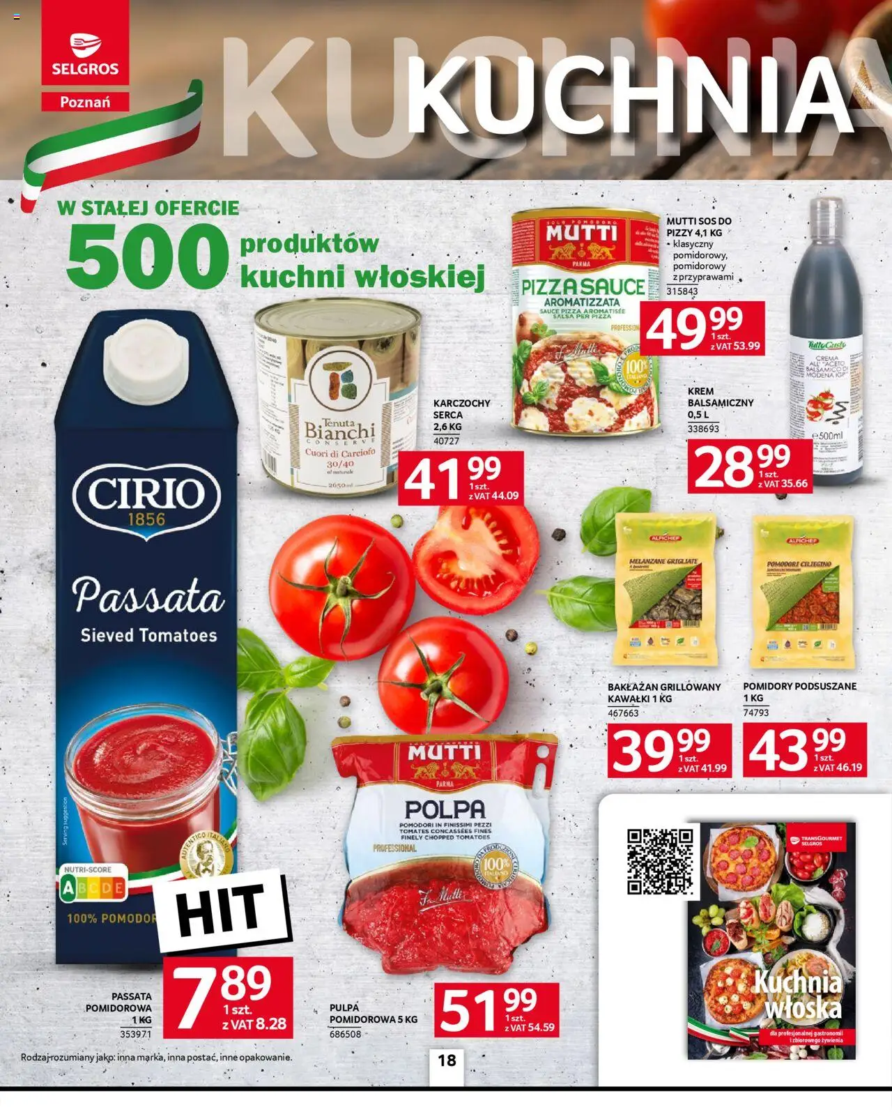 Selgros cash&carry Gazetka - Poznań oferta dla gastronomii od 09.10.2025 | Strona: 18 | Produkty: Bakłażan, Pizza, Pomidory, Sos
