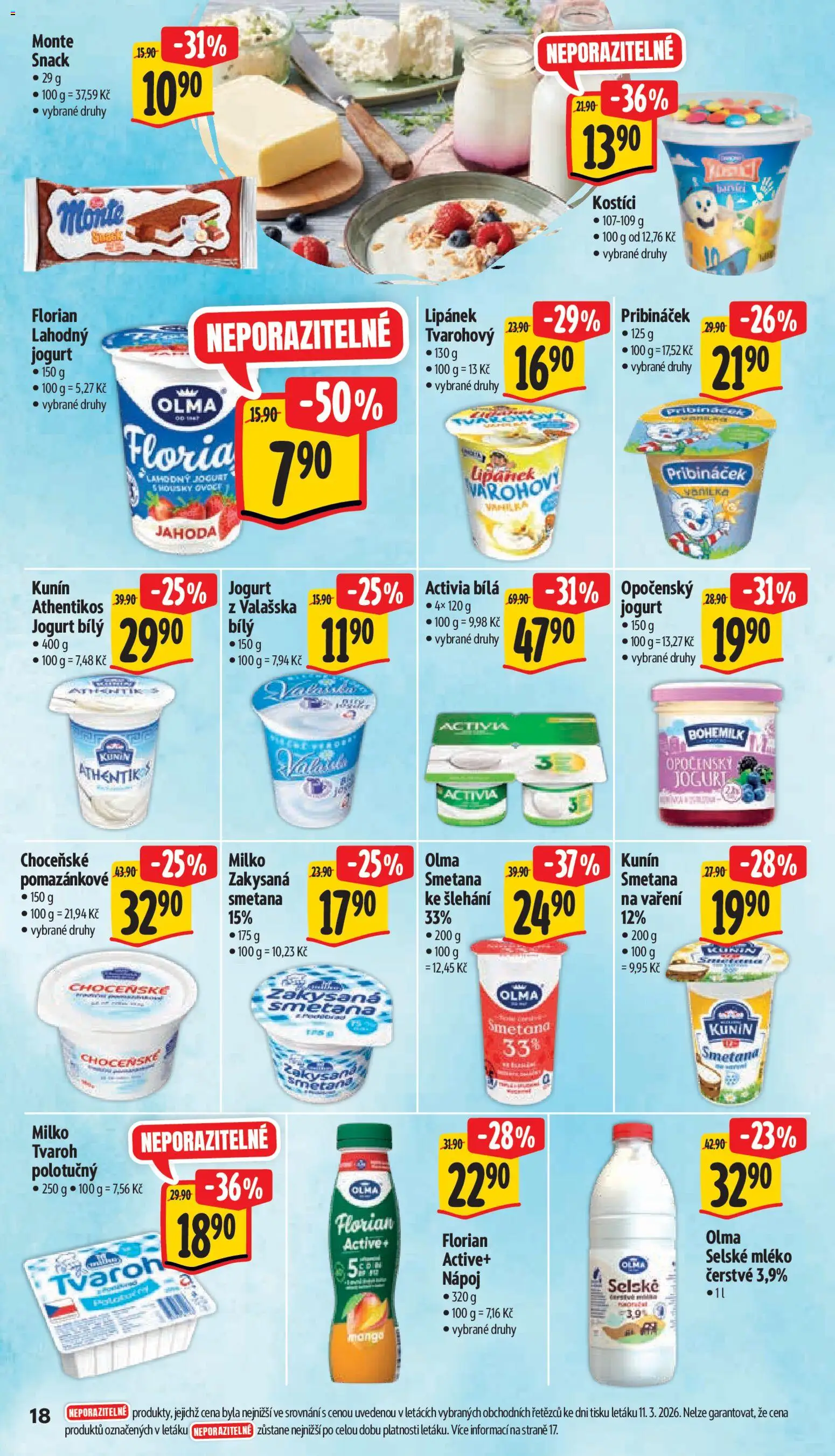 Albert leták - Supermarket - Brno od 18.03.2026 | Strana: 30 | Produkty: Lipánek, Opočenský jogurt, Pribináček, Tvaroh