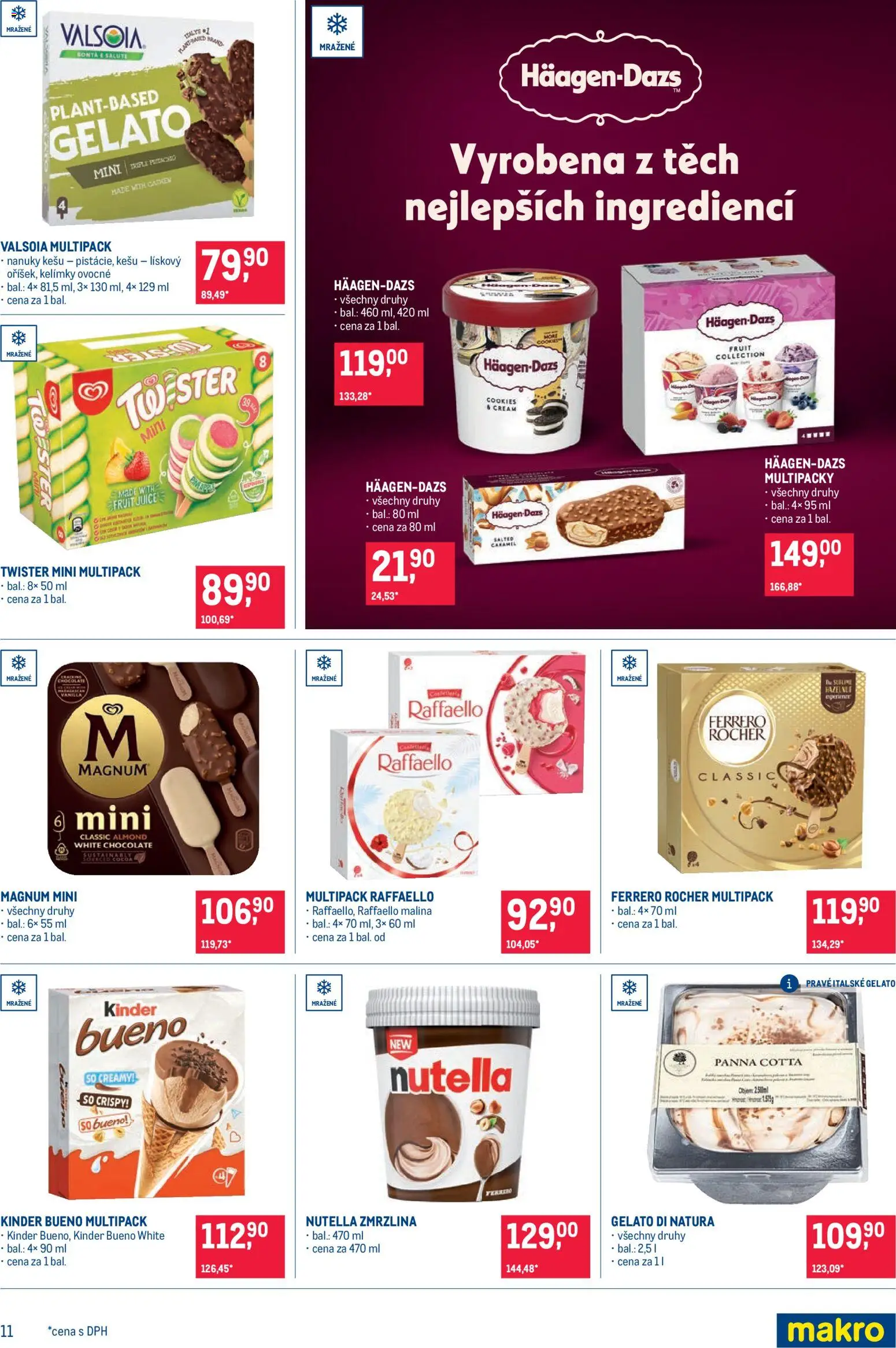 Makro leták - Delikatesy od 19.11.2025 | Strana: 11 | Produkty: Nanuky, Panna cotta, Magnum, Kinder Bueno