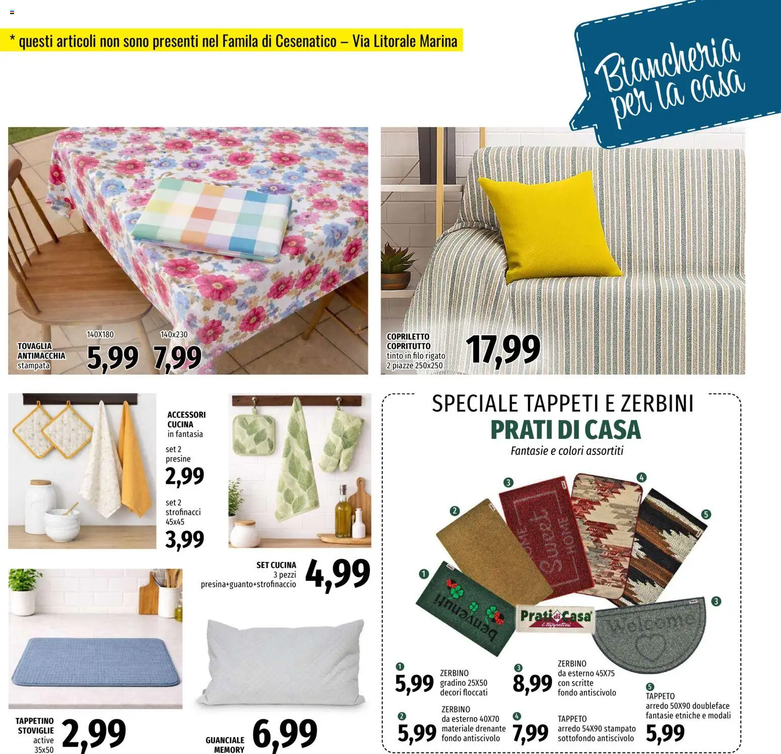 Volantino Famila del 26.03.2026 | Pagina: 27 | Prodotti: Strofinacci, Tappeto, Copriletto, Guanciale