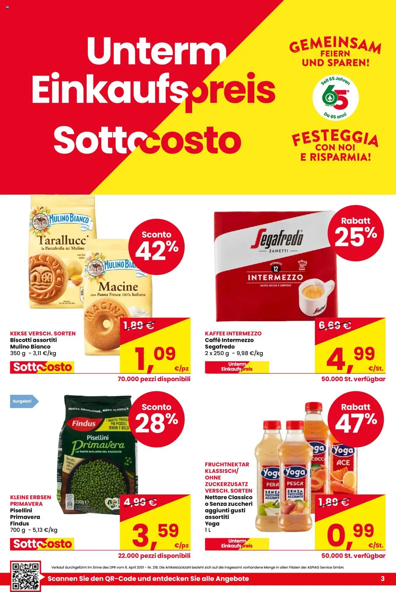 Volantino Despar del 02.10.2025 | Pagina: 3 | Prodotti: Caffè, Panna, Biscotti, Pera