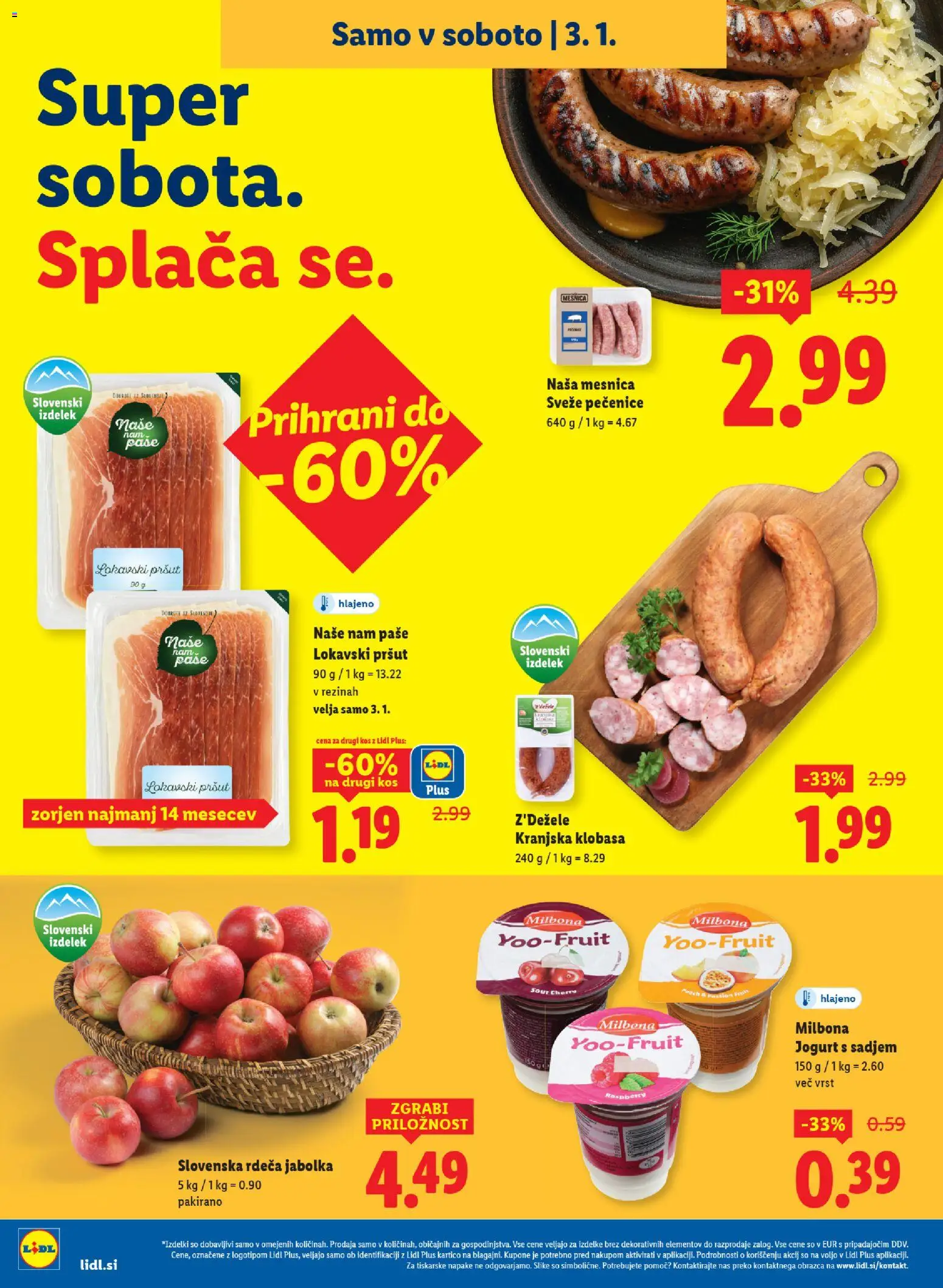 Novi Lidl katalog ponudbe – veljaven od 30.12.2025 | Stran: 14 | Izdelki: Pršut, Kos, Jogurt, Jabolka