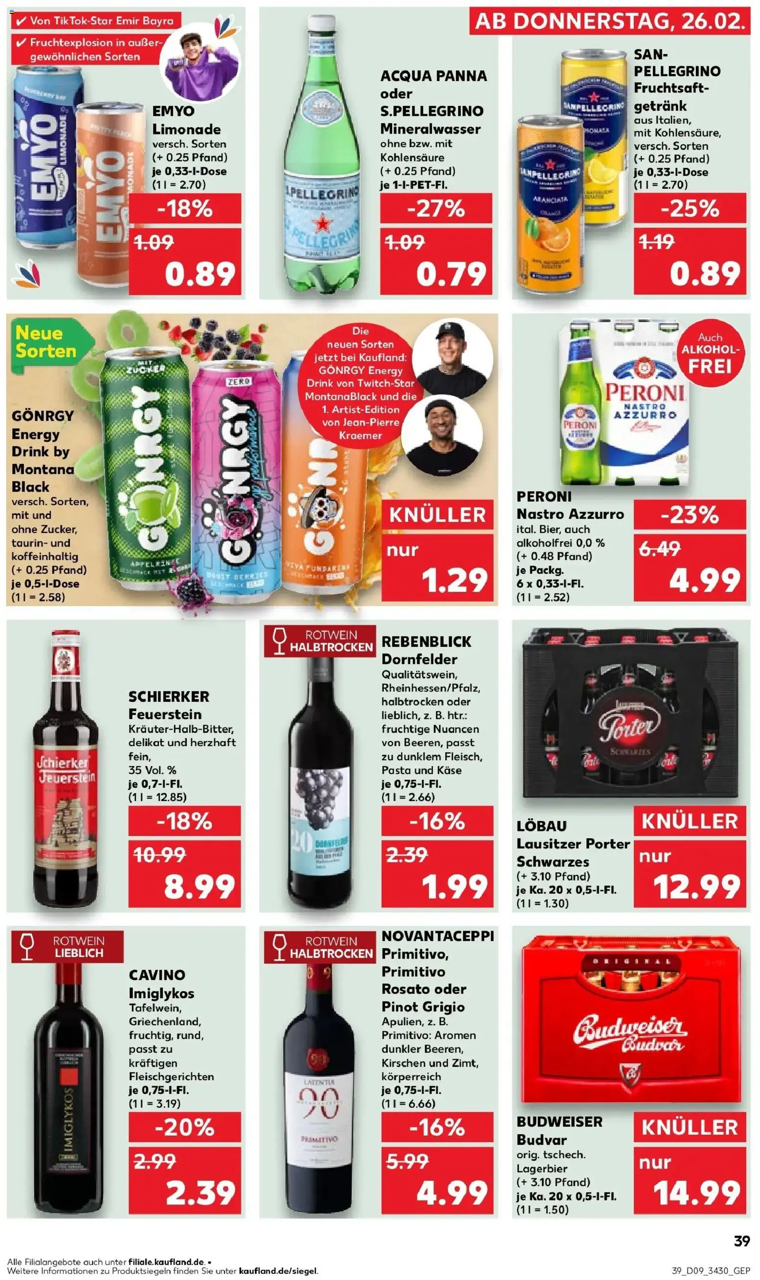 Kaufland prospekt Wittenberge	 – gültig ab 26.02.2026 | Seite: 39 | Produkte: Käse, Rotwein, Limonade, Fruchtsaft