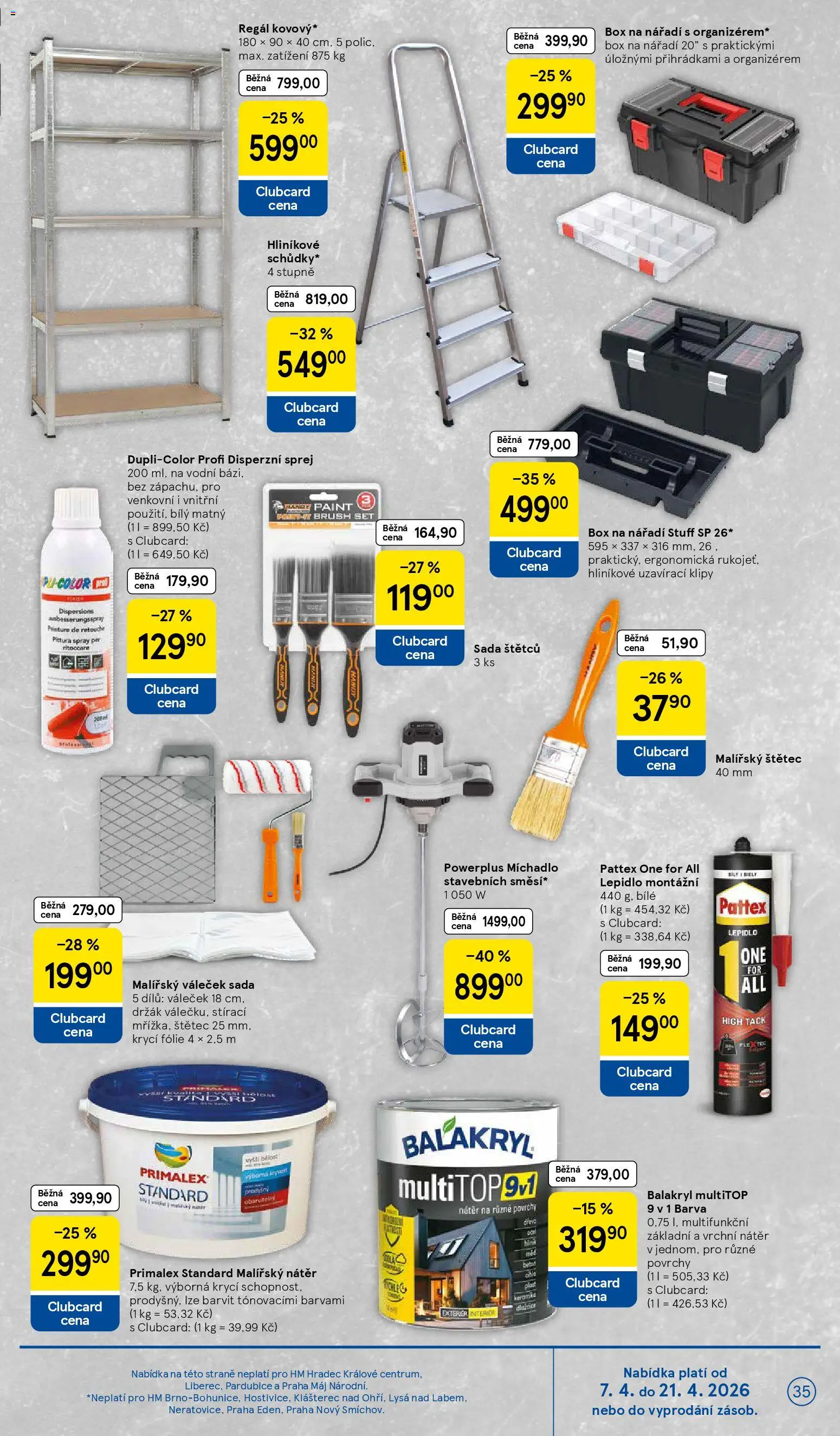 Tesco leták - Hypermarket od 07.04.2026 | Strana: 35 | Produkty: Primalex, Box, Mixér, Štětec