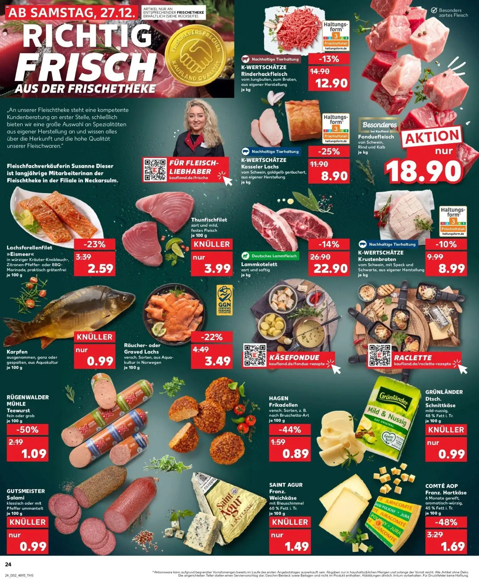 Kaufland prospekt Königs Wusterhausen	 – gültig ab 28.12.2025 | Seite: 24 | Produkte: Krustenbraten, Pfeffer, Salami, Raclette