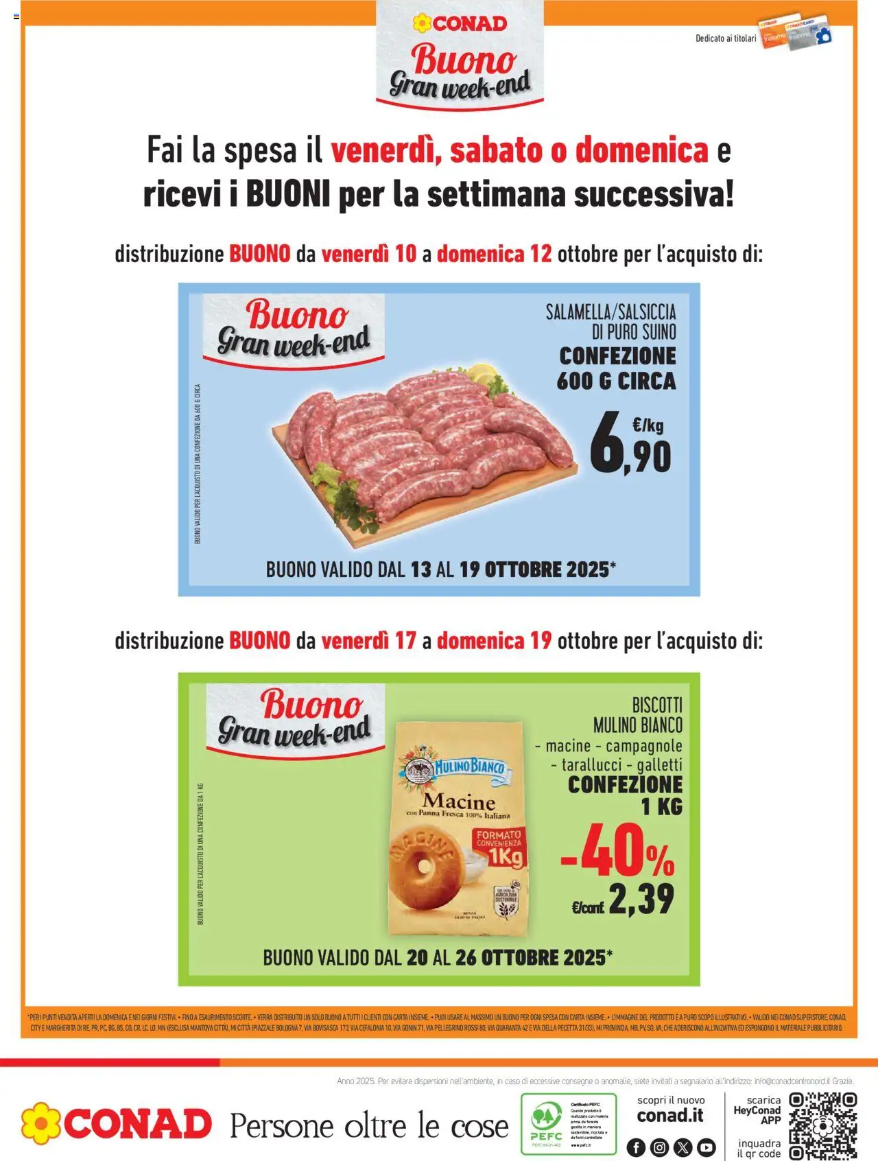Volantino Conad del 08.10.2025 | Pagina: 28 | Prodotti: Panna, Biscotti, Suino