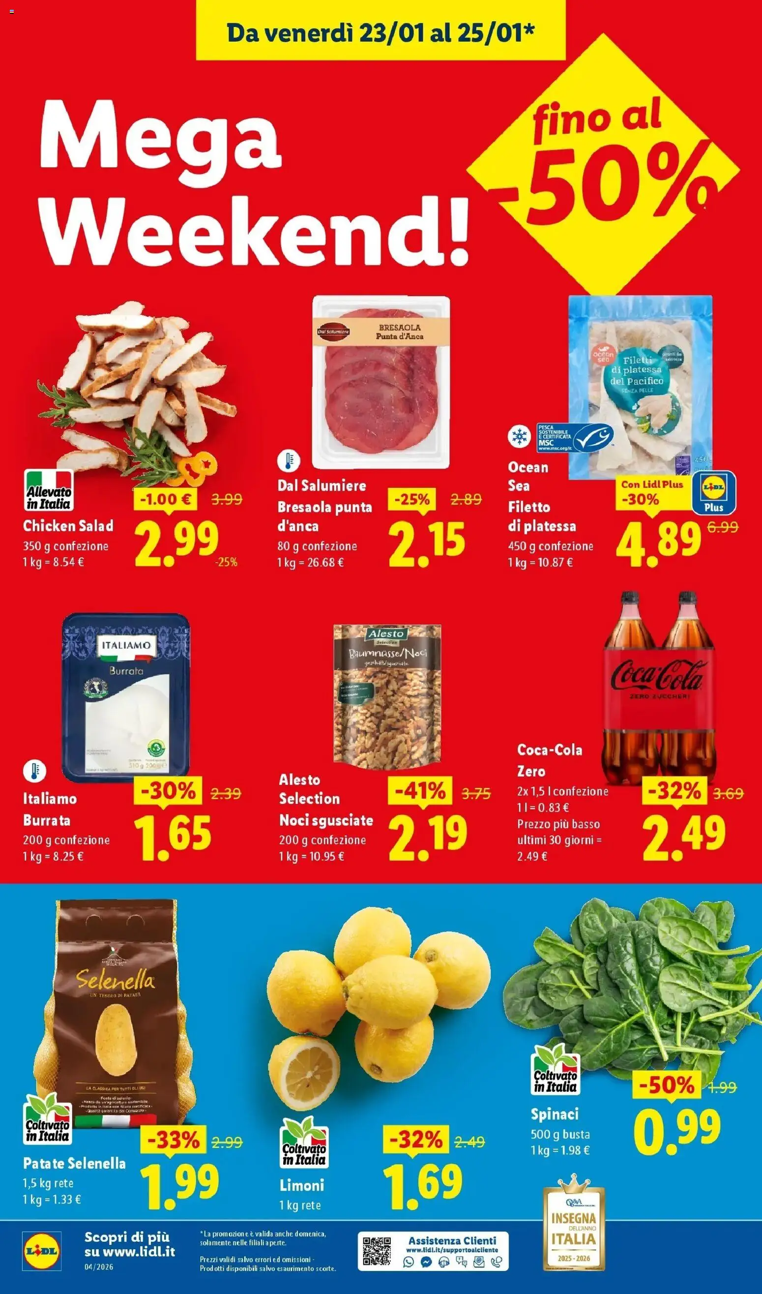 Volantino Lidl del 19.01.2026 | Pagina: 52 | Prodotti: Pesca, Noci, Burrata, Coca Cola