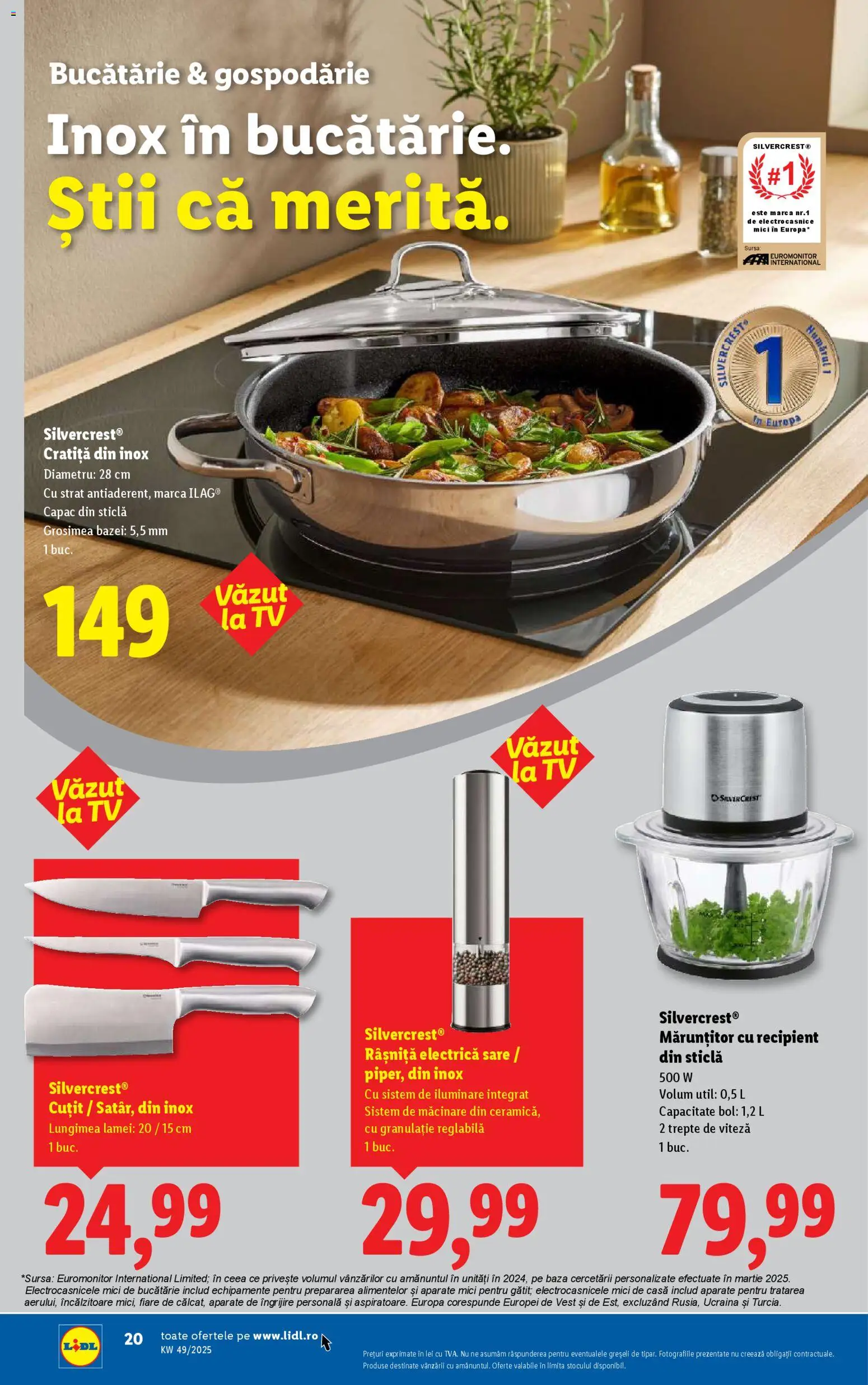 Noul catalog Lidl – valabil de la 01.12.2025 | Pagină: 20 | Produse: Bol, Bucătărie, Cuțit, Sare