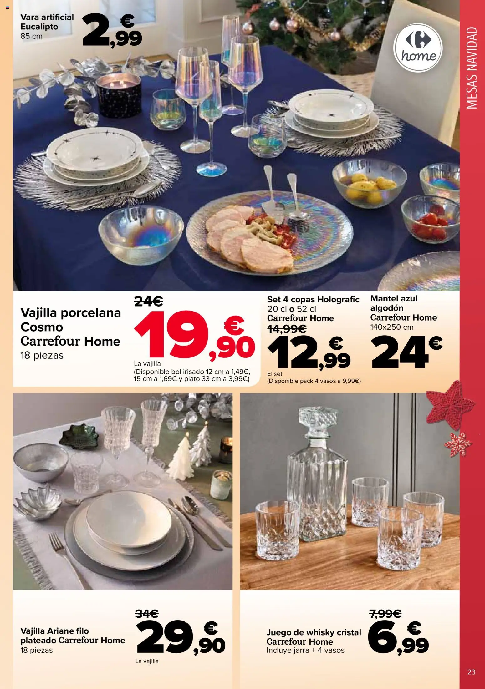 Carrefour Decoración │ válido desde el 11.11.2025 | Página: 23 | Productos: Mantel, Vasos, Whisky, Βρεφικό κρεβάτι