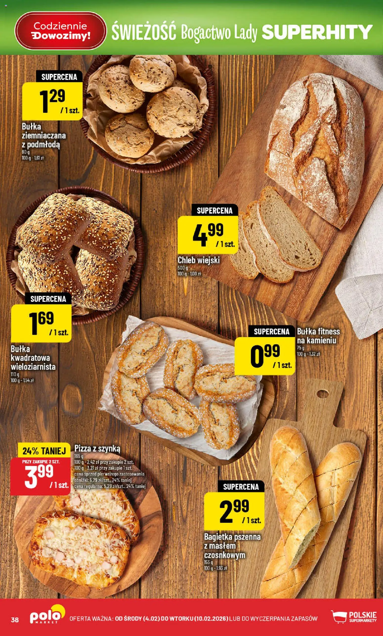 POLOmarket Gazetka od 04.02.2026 | Strona: 38 | Produkty: Szynka, Bułka fitness, Bagietka, Chleb