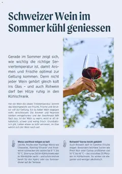 Schweizer Wein im Sommer kühl geniessen, Article about enjoying Swiss wine chilled in the summer. ab 29.07.2025 | Seite: 10