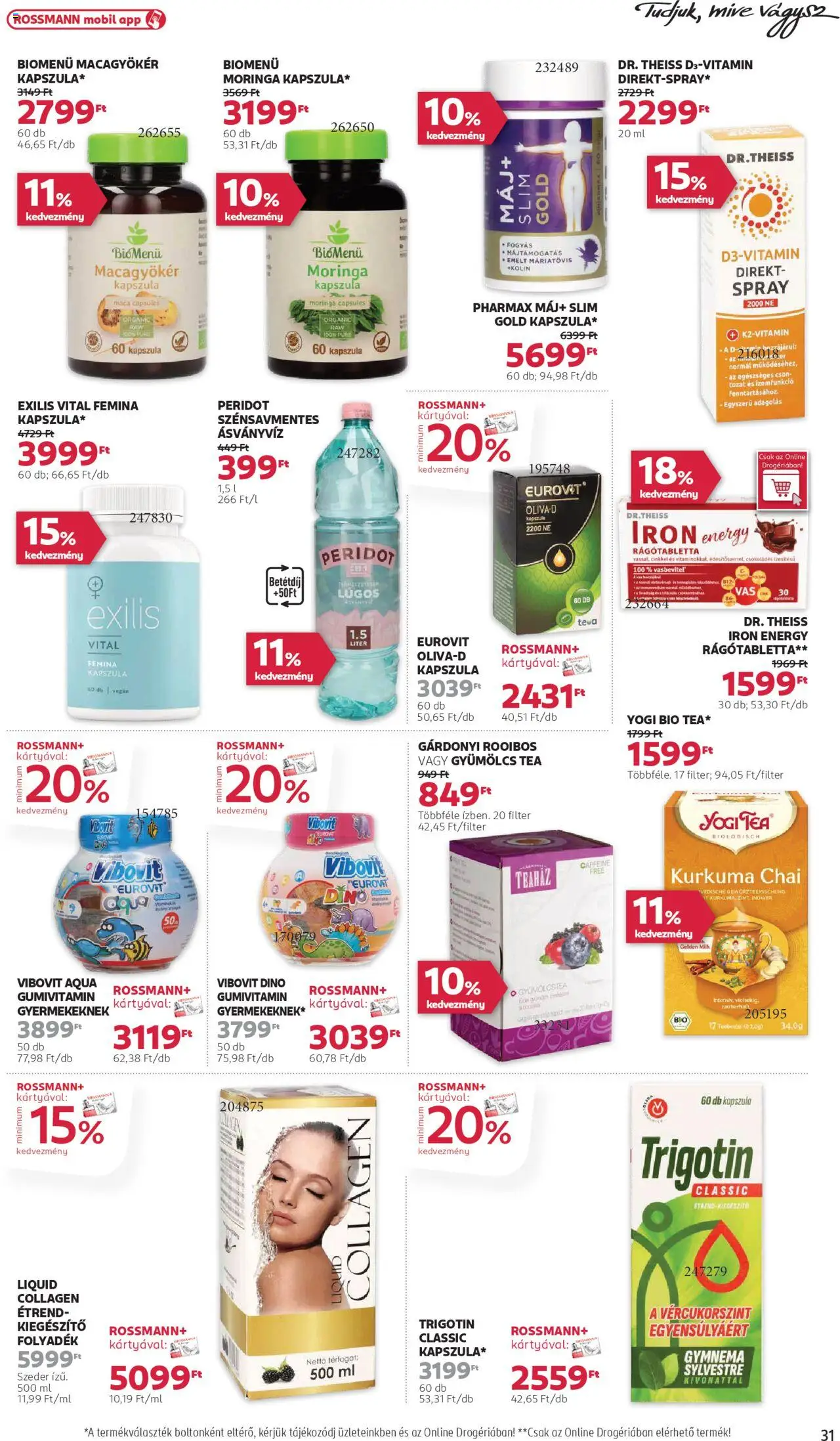 Rossmann akciós ujság - amely érvényes a következő dátumtól: 20.10.2025 | Oldal: 33 | Termékek: Gyümölcstea, Kurkuma, Multivitamin, Vegán