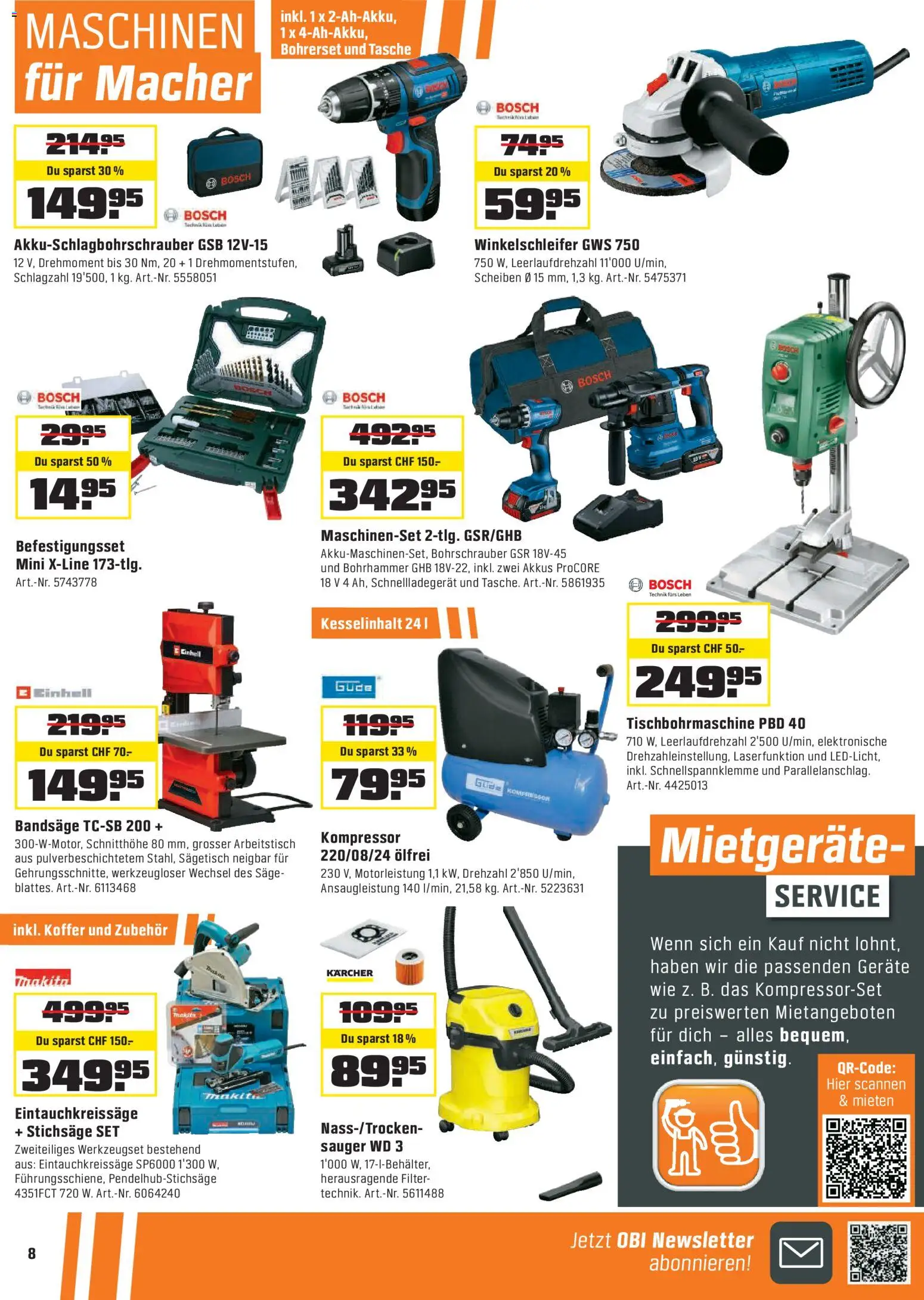 OBI - Alles machbar mit OBI. – gültig ab 27.12.2025 | Seite: 8 | Produkte: Arbeitstisch, Koffer, Tasche, Bosch