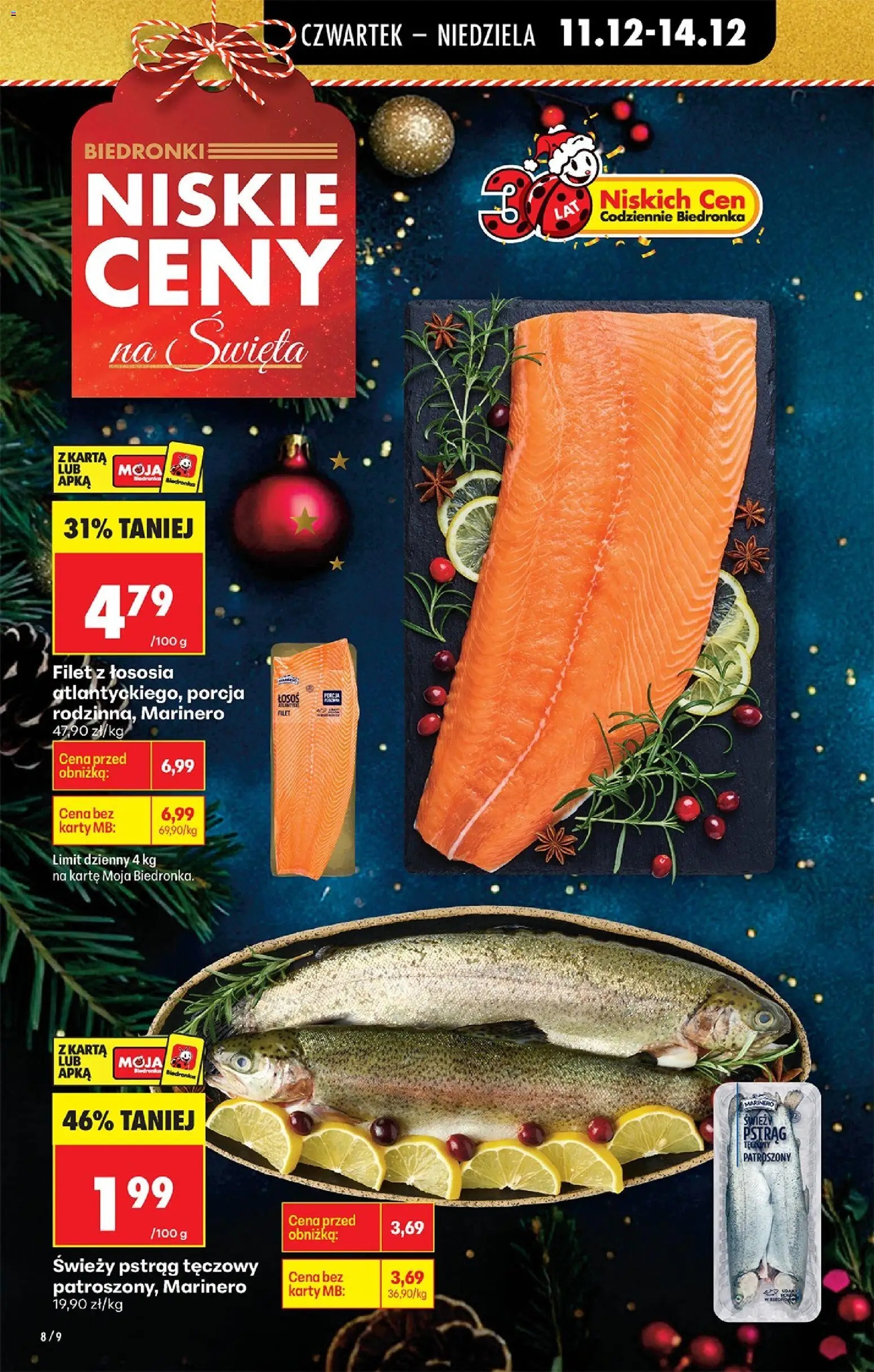 Biedronka gazetka - Oferta w tym tygodniu od 11.12.2025 | Strona: 10 | Produkty: Karta, Pstrąg tęczowy, Pstrąg, Filet z łososia