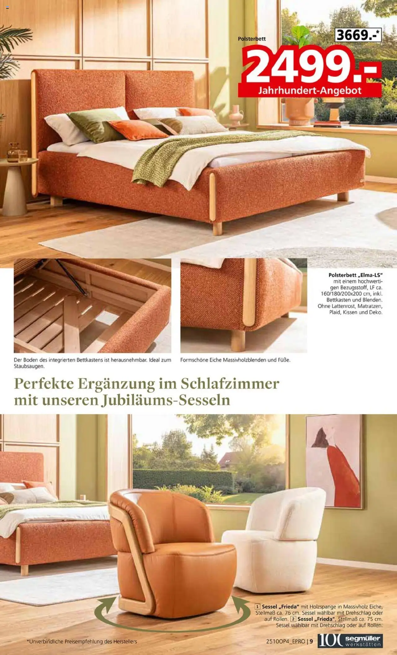 Segmüller Betten gefertigt in Bayern – gültig ab 17.10.2025 | Seite: 9 | Produkte: Kissen, Sessel, Polsterbett